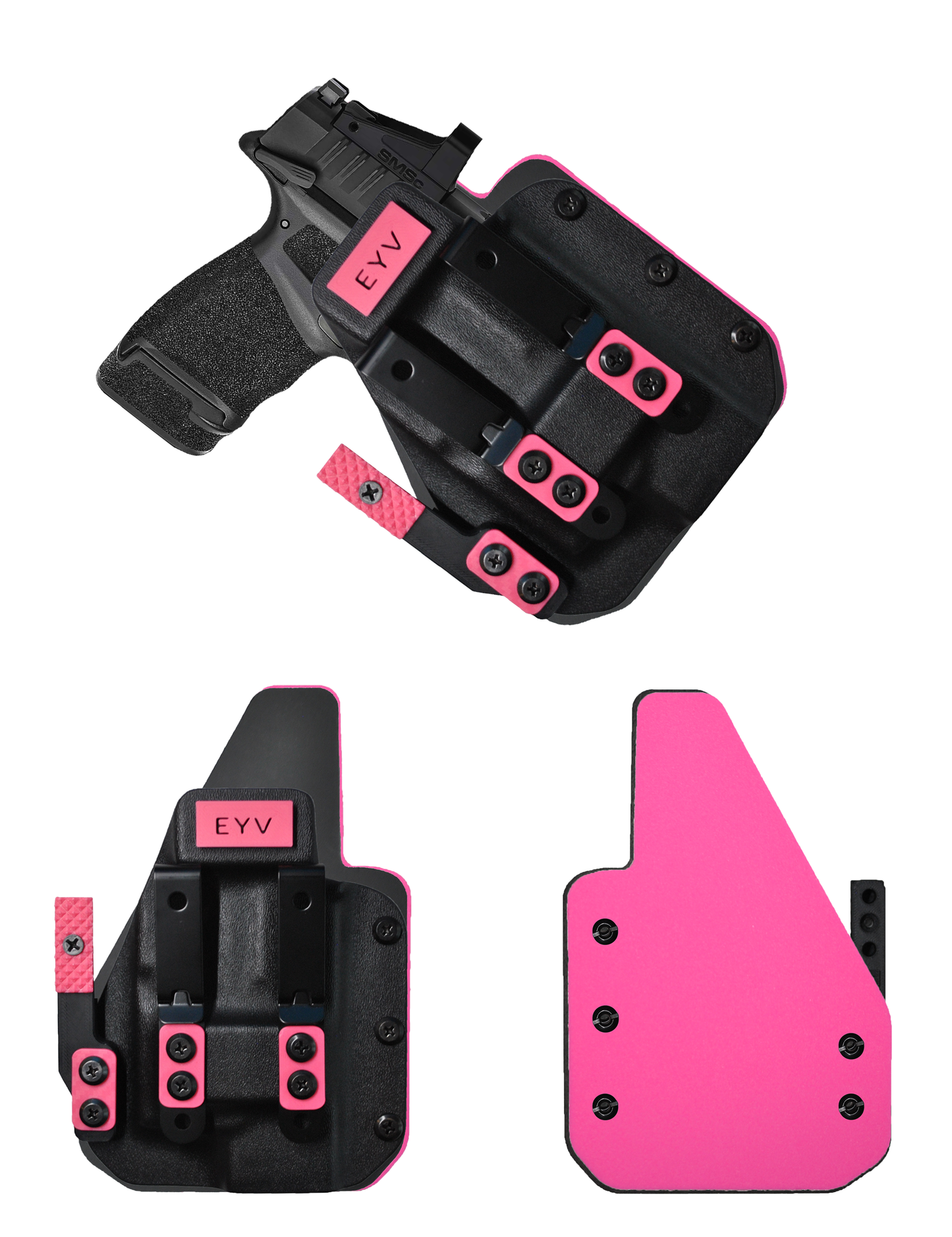 IWB Gun Holster for Concealed Carry - Hellcat 3.3"/OSP - O light Pl-Mini 2 Light | Handmade Hybrid Leather Kydex Pistol Holsters w/Custom Claw Kit | EYV Holsters