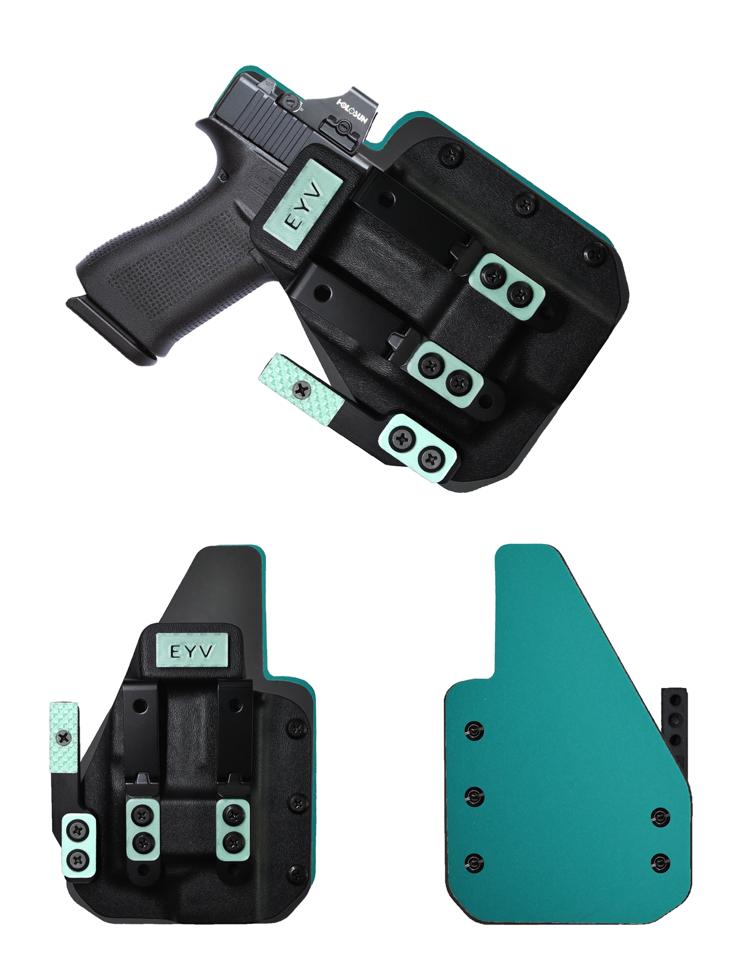 IWB Gun Holster for Concealed Carry - Glock 48 - Surefire XSC Light | Handmade Hybrid Leather Kydex Pistol Holsters w/Custom Claw Kit | EYV Holsters