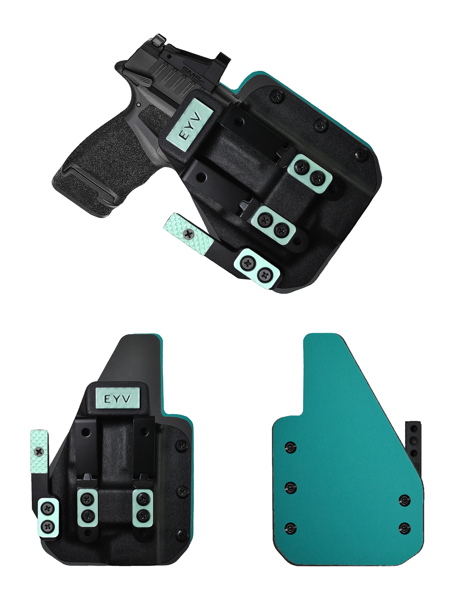 IWB Gun Holster for Concealed Carry - Hellcat 3.3"/OSP - O light Pl-Mini 2 Light | Handmade Hybrid Leather Kydex Pistol Holsters w/Custom Claw Kit | EYV Holsters