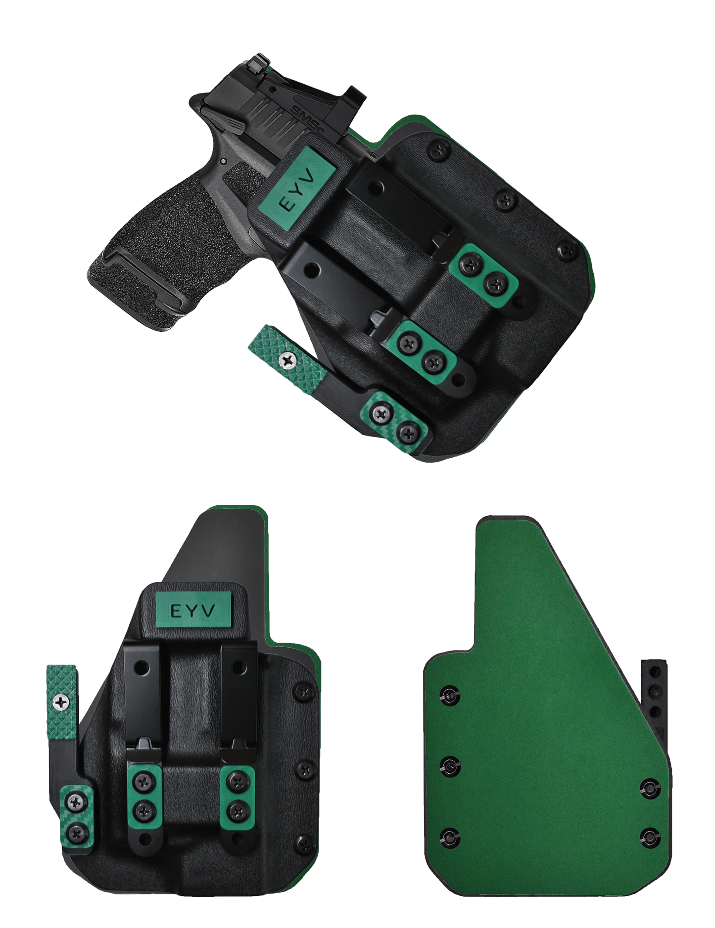 IWB Gun Holster for Concealed Carry - Hellcat 3.3"/OSP - O light Pl-Mini 2 Light | Handmade Hybrid Leather Kydex Pistol Holsters w/Custom Claw Kit | EYV Holsters