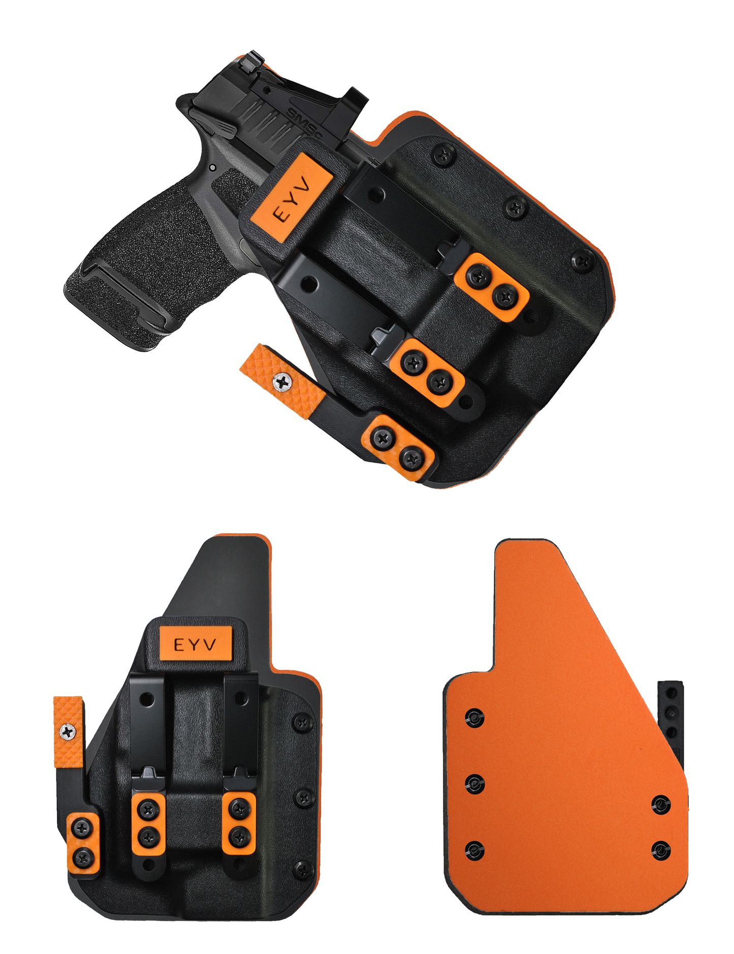 IWB Gun Holster for Concealed Carry - Hellcat 3.3"/OSP - O light Pl-Mini 2 Light | Handmade Hybrid Leather Kydex Pistol Holsters w/Custom Claw Kit | EYV Holsters