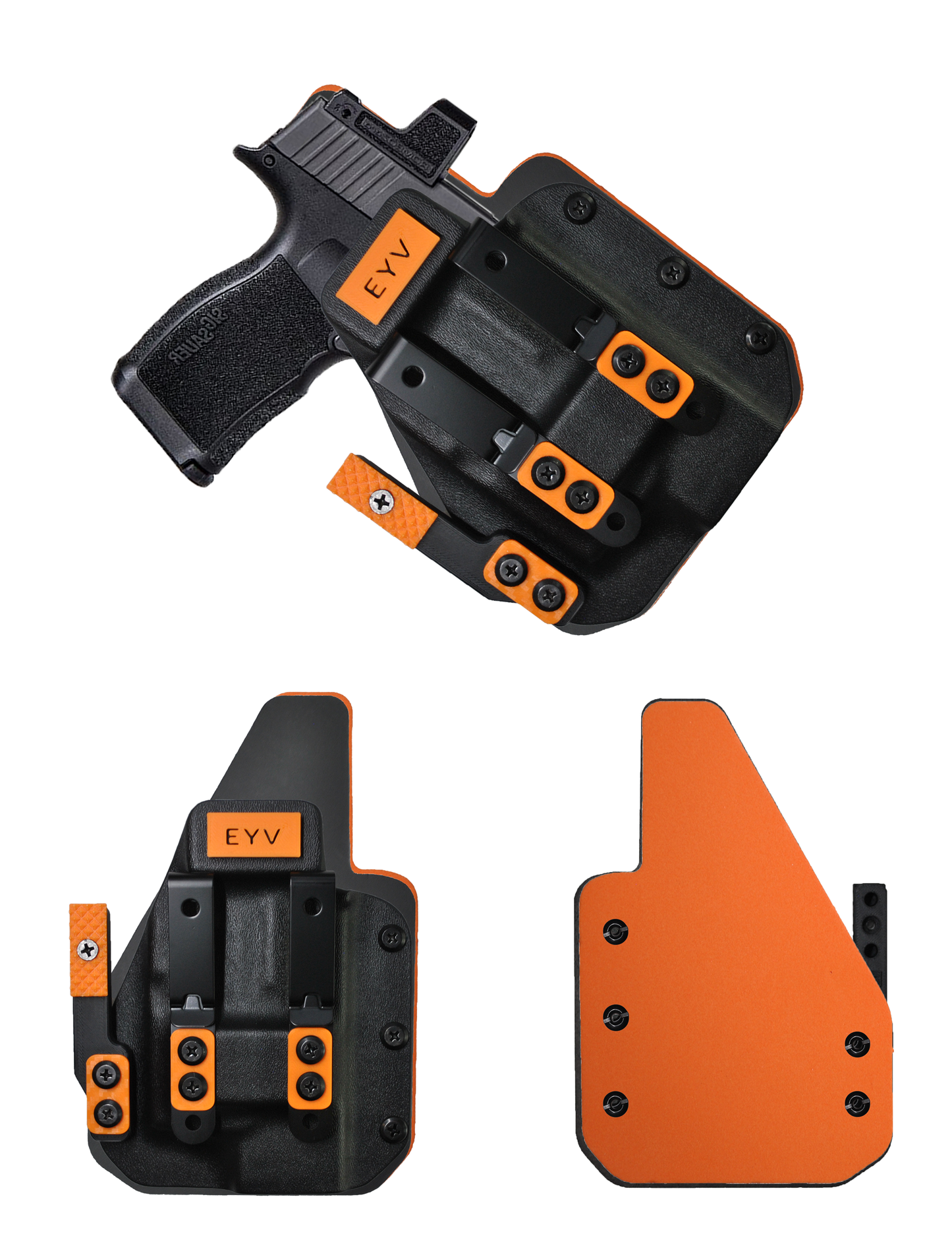 IWB Gun Holster for Concealed Carry - Sig P365X MACRO - TLR7 SUB Light | Handmade Hybrid Leather Kydex Pistol Holsters w/Custom Claw Kit | EYV Holsters