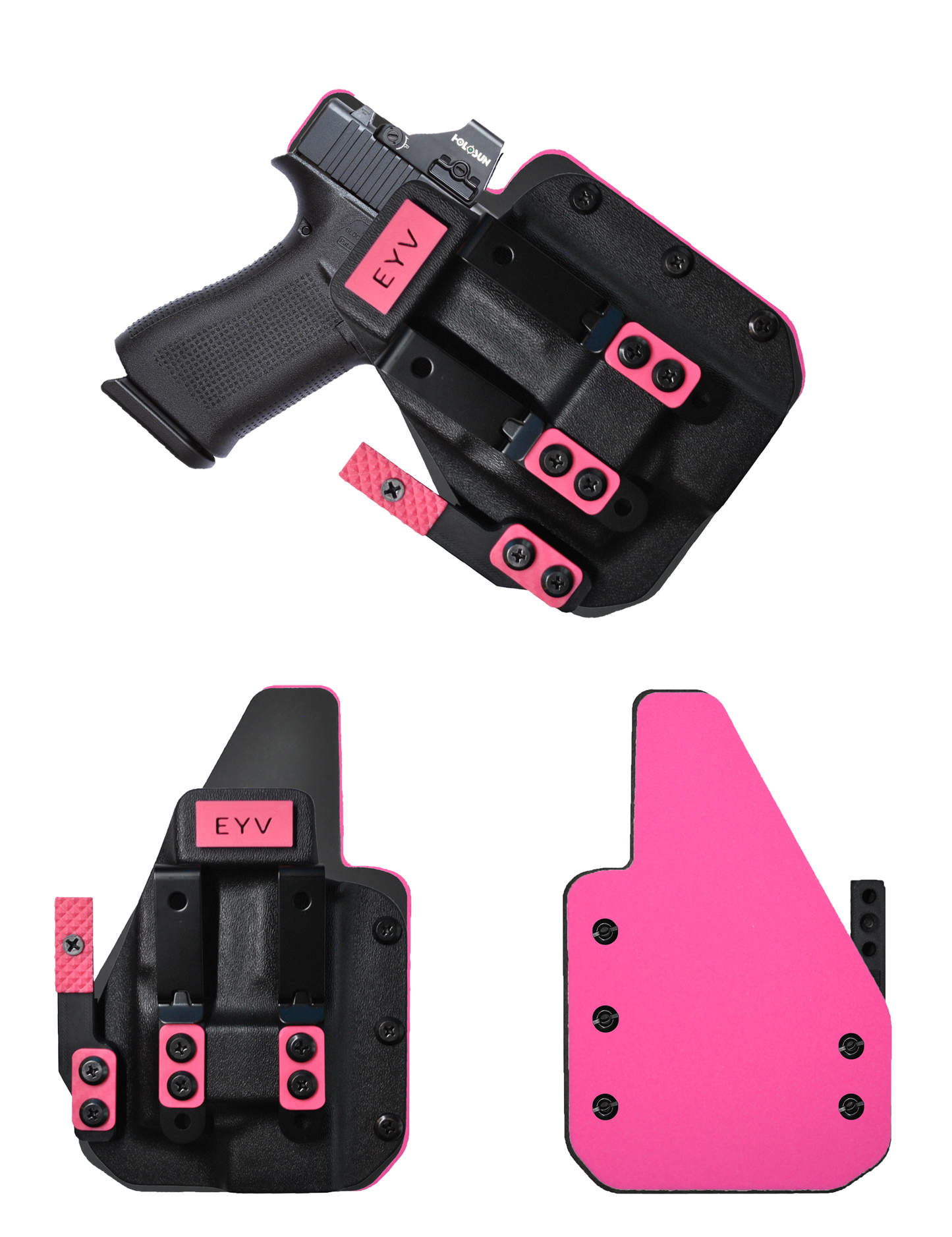 IWB Gun Holster for Concealed Carry - Glock 48 - Surefire XSC Light | Handmade Hybrid Leather Kydex Pistol Holsters w/Custom Claw Kit | EYV Holsters