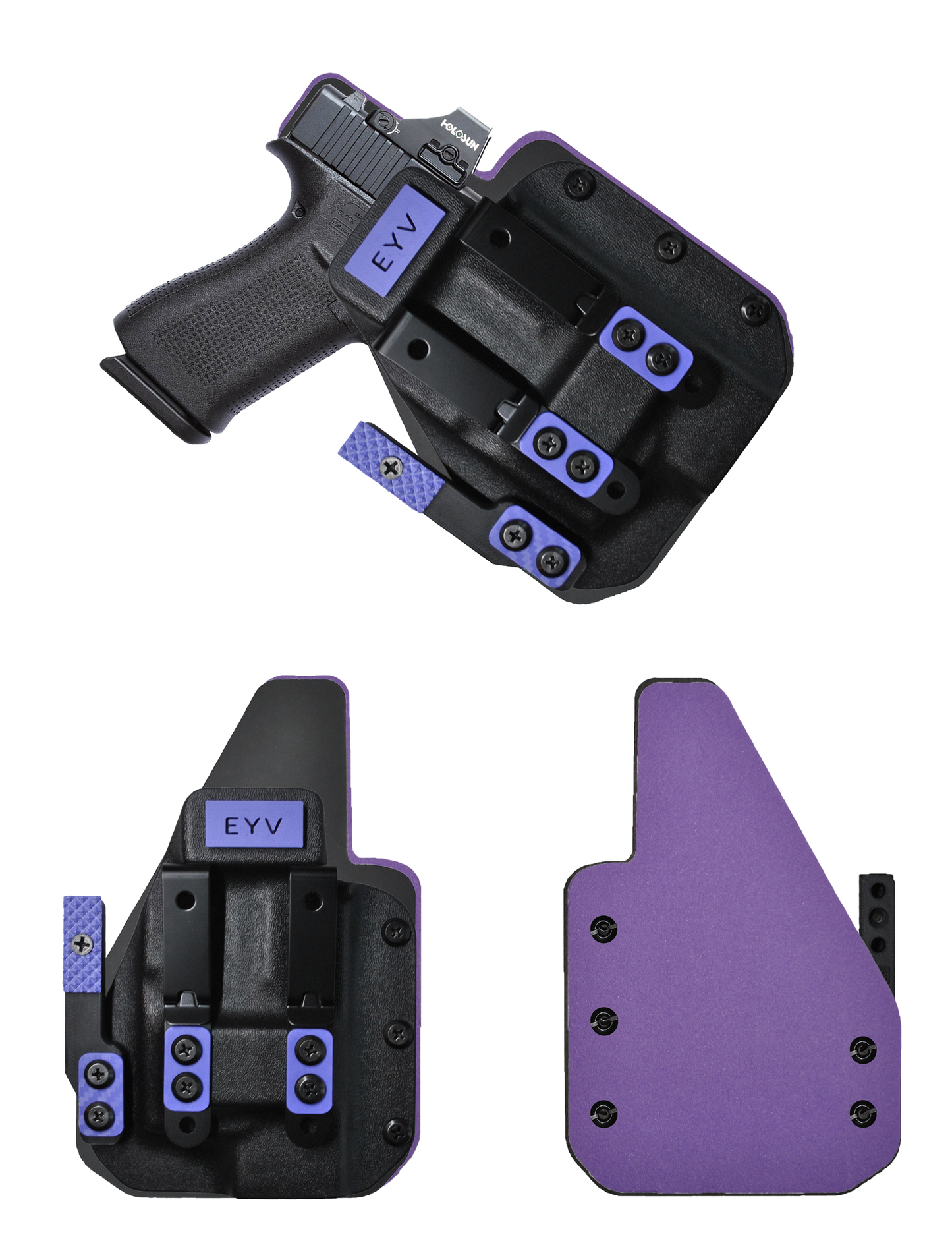IWB Gun Holster for Concealed Carry - Glock 48 - Surefire XSC Light | Handmade Hybrid Leather Kydex Pistol Holsters w/Custom Claw Kit | EYV Holsters
