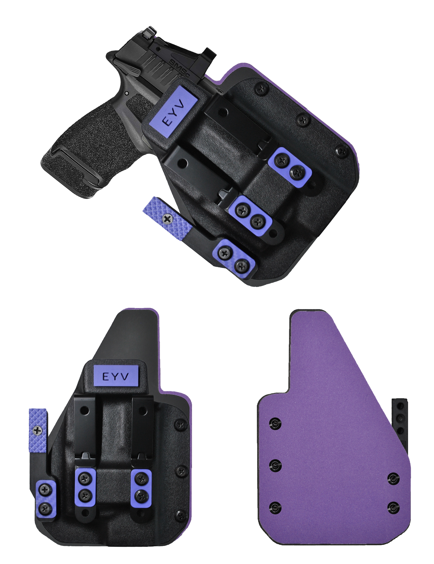 IWB Gun Holster for Concealed Carry - Hellcat 3.3"/OSP - O light Pl-Mini 2 Light | Handmade Hybrid Leather Kydex Pistol Holsters w/Custom Claw Kit | EYV Holsters