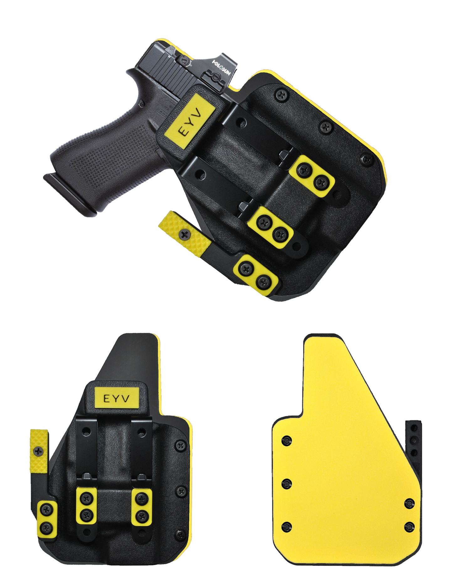 IWB Gun Holster for Concealed Carry - Glock 48 - Surefire XSC Light | Handmade Hybrid Leather Kydex Pistol Holsters w/Custom Claw Kit | EYV Holsters