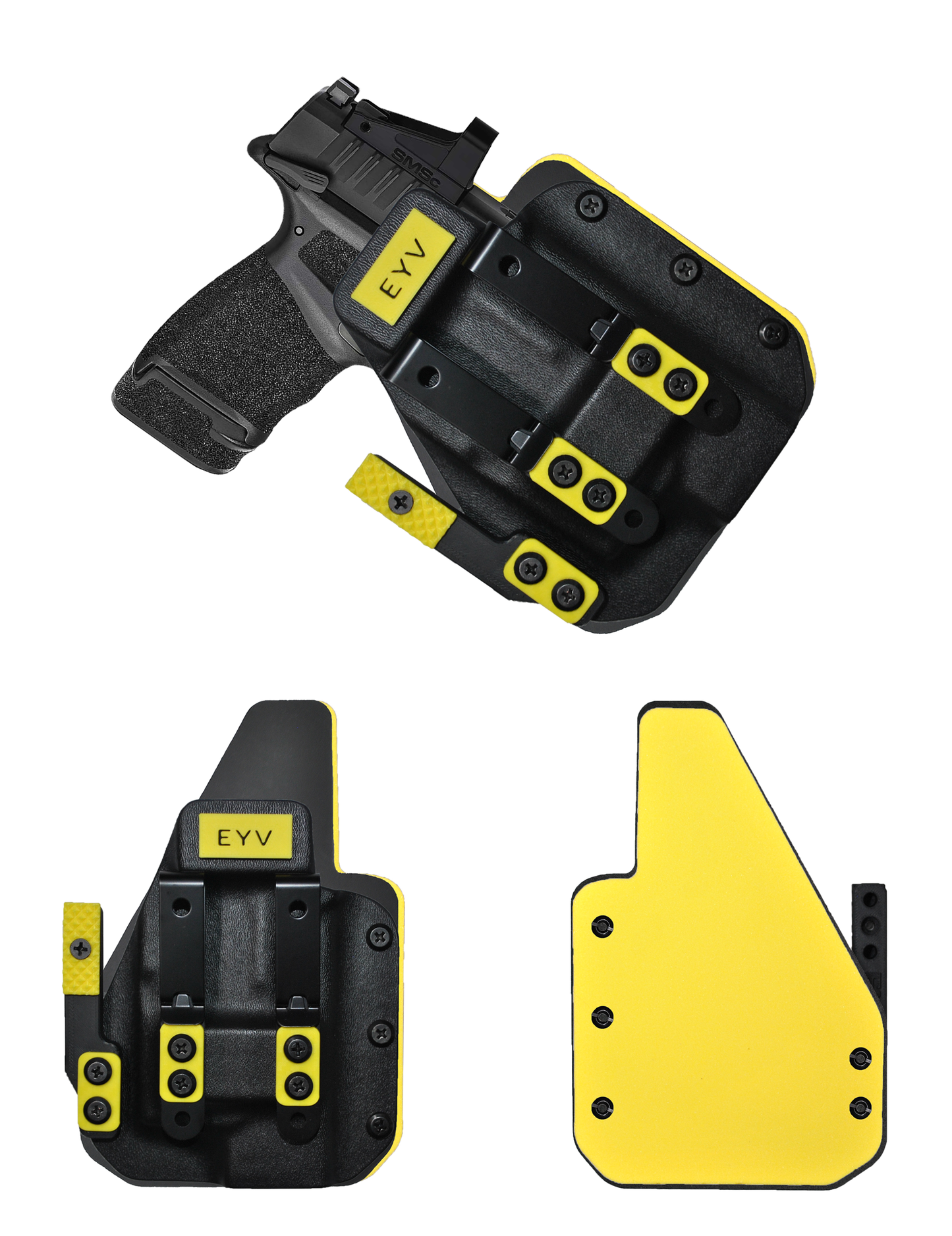 IWB Gun Holster for Concealed Carry - Hellcat Rdp/Pro - O light Baldr MINI | Handmade Hybrid Leather Kydex Pistol Holsters w/Custom Claw Kit | EYV Holsters