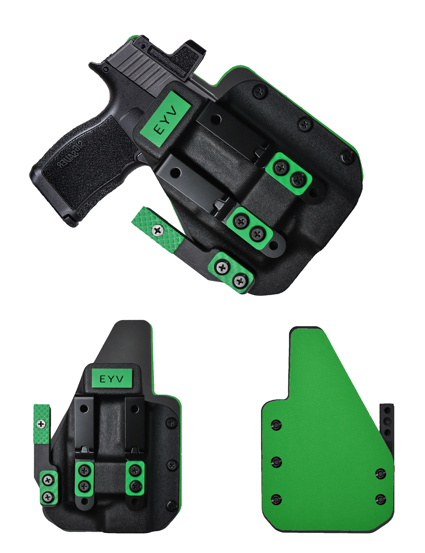 IWB Gun Holster for Concealed Carry - Sig P365X MACRO - TLR7 SUB Light | Handmade Hybrid Leather Kydex Pistol Holsters w/Custom Claw Kit | EYV Holsters