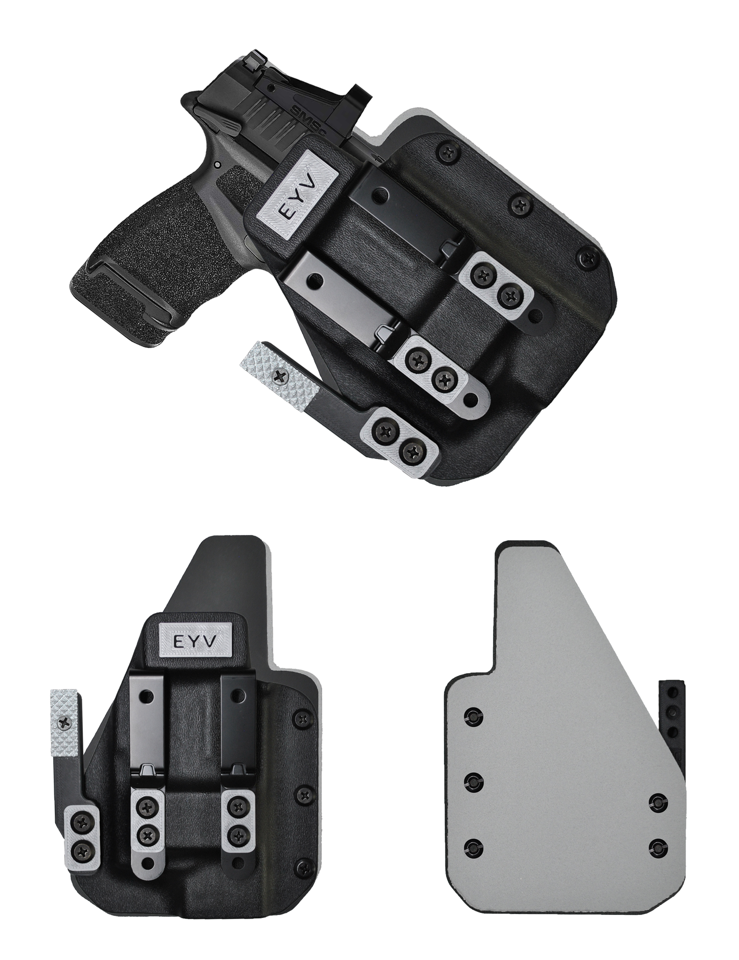 IWB Gun Holster for Concealed Carry - Hellcat 3.3"/OSP - O light Pl-Mini 2 Light | Handmade Hybrid Leather Kydex Pistol Holsters w/Custom Claw Kit | EYV Holsters