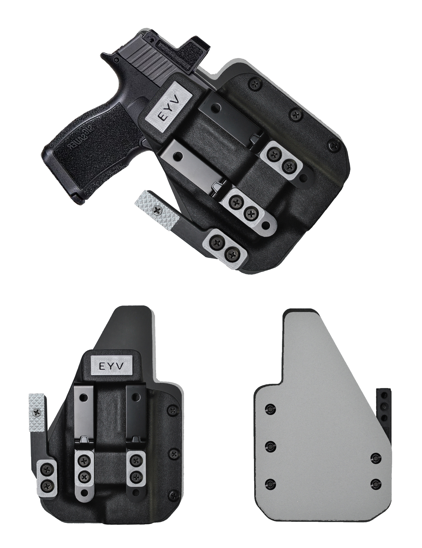 IWB Gun Holster for Concealed Carry - RUGER 57 | Handmade Hybrid Leather Kydex Pistol Holsters w/Custom Claw Kit | EYV Holsters
