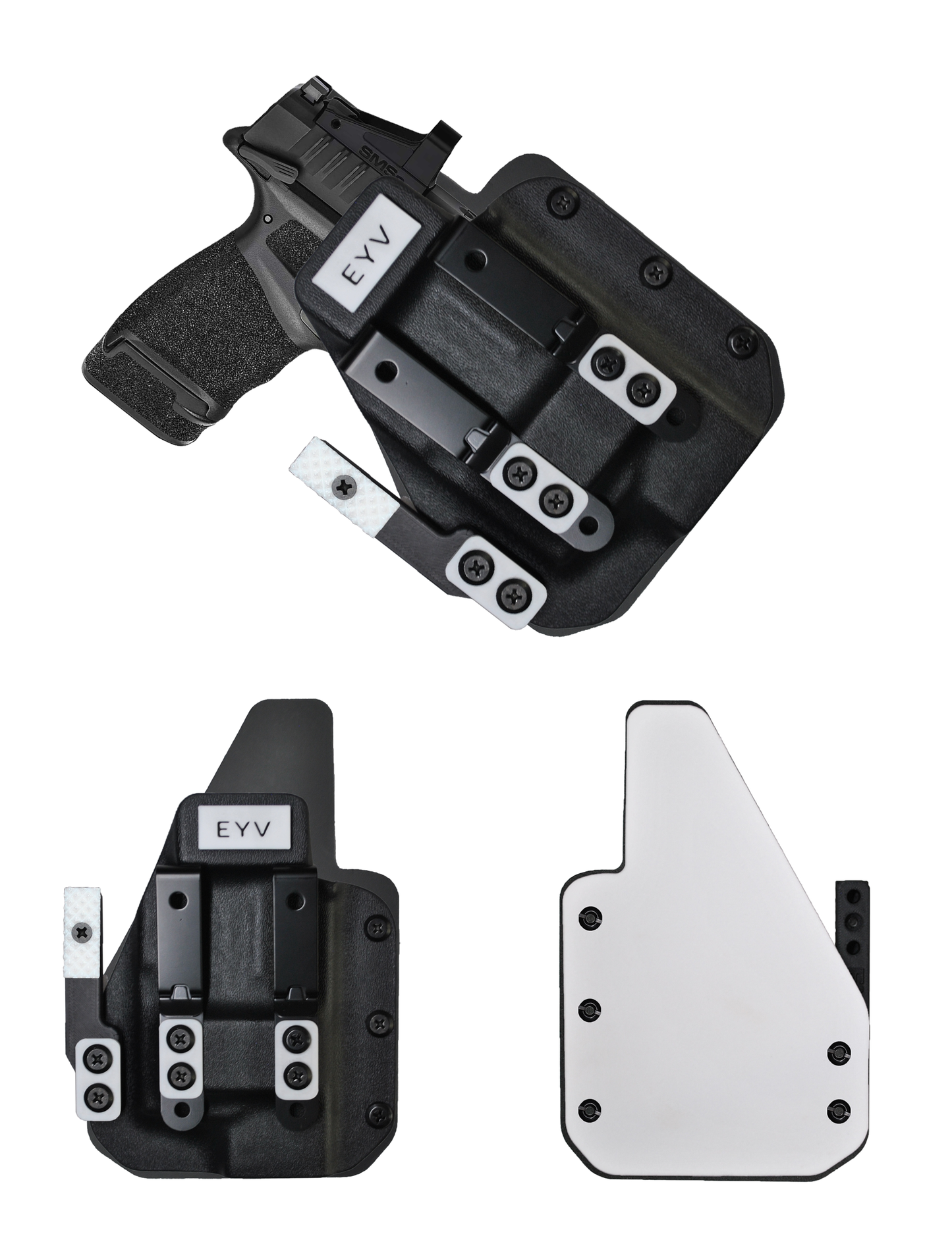 IWB Gun Holster for Concealed Carry - Hellcat 3.3"/OSP - O light Pl-Mini 2 Light | Handmade Hybrid Leather Kydex Pistol Holsters w/Custom Claw Kit | EYV Holsters
