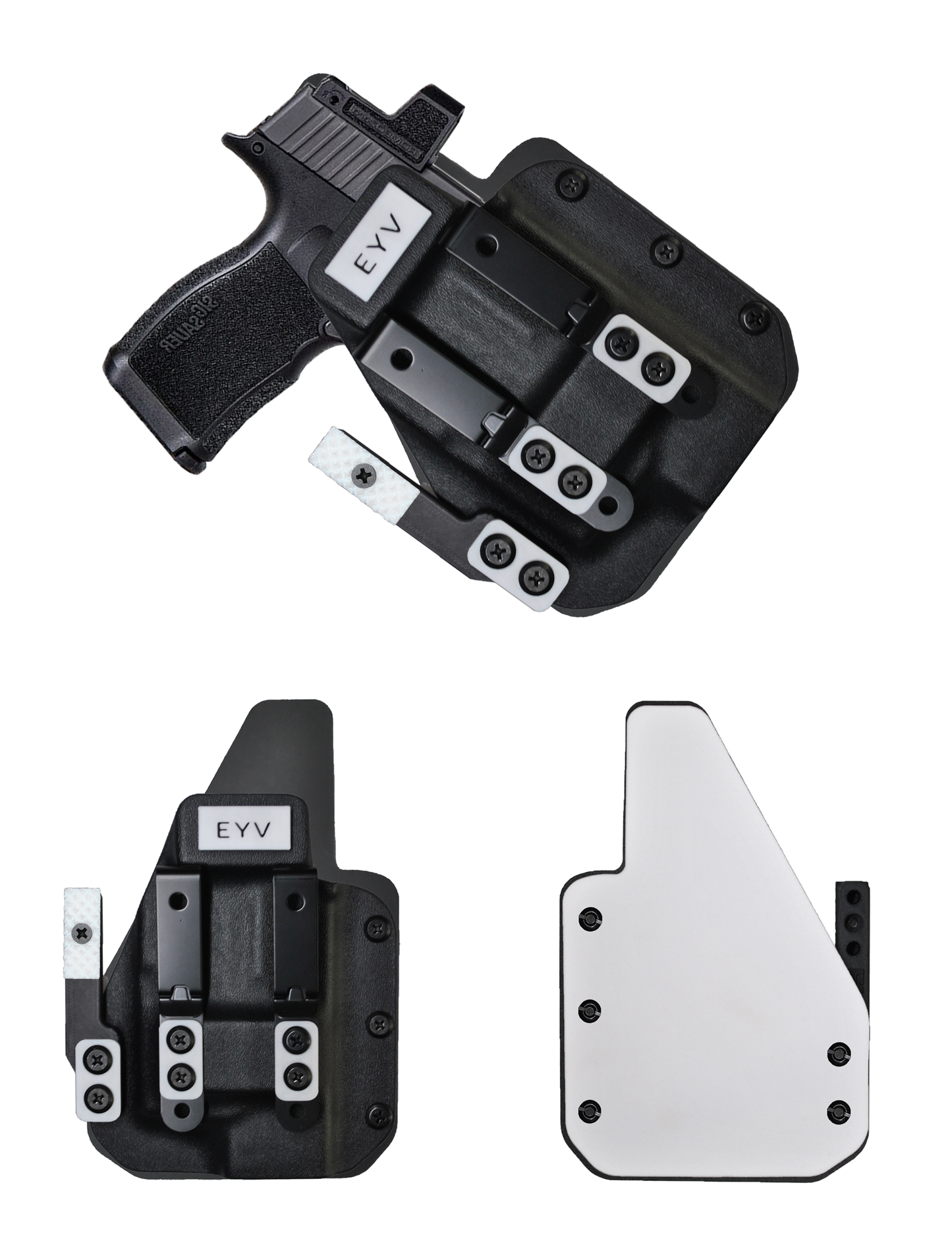 IWB Gun Holster for Concealed Carry - Sig P365X MACRO - TLR7 SUB Light | Handmade Hybrid Leather Kydex Pistol Holsters w/Custom Claw Kit | EYV Holsters