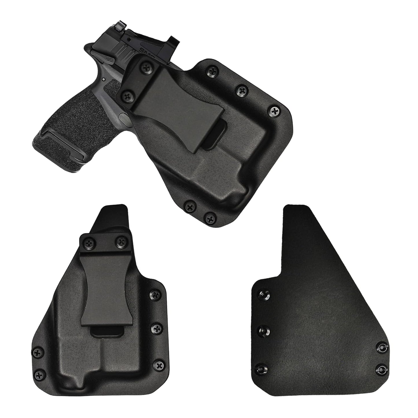 IWB Gun Holster for Concealed Carry - Hellcat 3.3"/OSP -Baldr Mini Light | Handmade Hybrid Leather Kydex Pistol Holsters for Concealed Carry | EYV Holsters