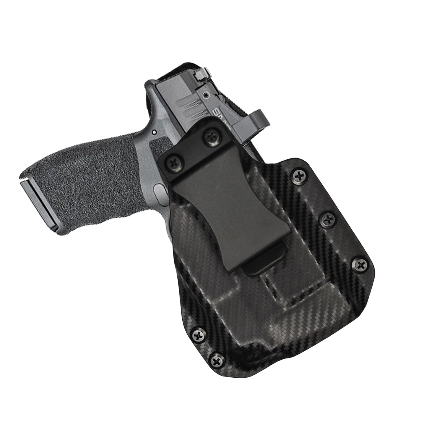 IWB Gun Holster for Concealed Carry - Hellcat Rdp/Pro - O light Baldr MINI | Handmade Hybrid Leather Kydex Pistol Holsters for Concealed Carry | EYV Holsters