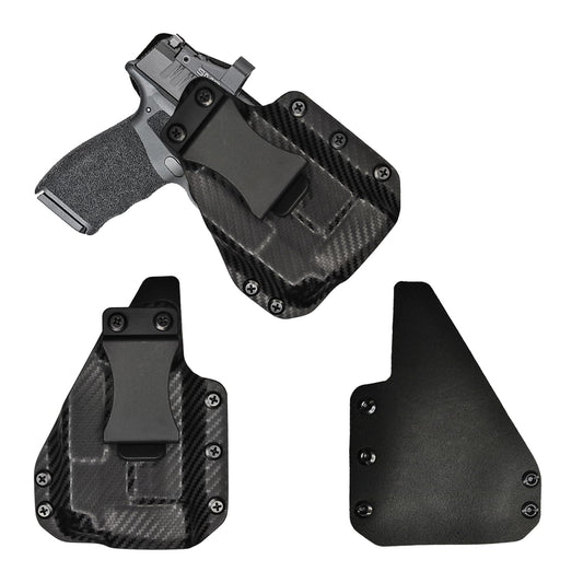 IWB Gun Holster for Concealed Carry - Hellcat Rdp/Pro - O light Baldr MINI | Handmade Hybrid Leather Kydex Pistol Holsters for Concealed Carry | EYV Holsters