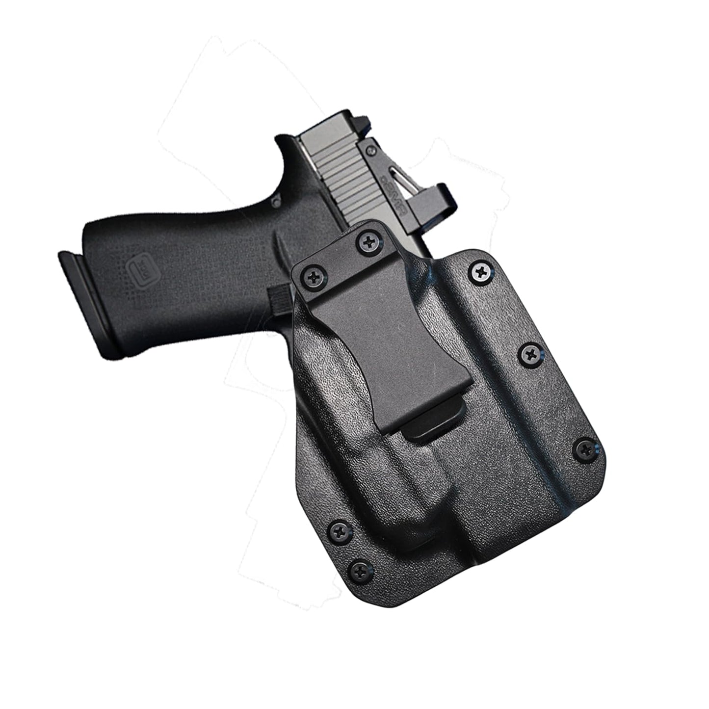 IWB Gun Holster for Concealed Carry - Glock 43/43X/48 XSC Light | Handmade Hybrid Leather Kydex Pistol Holsters for Concealed Carry | EYV Holsters