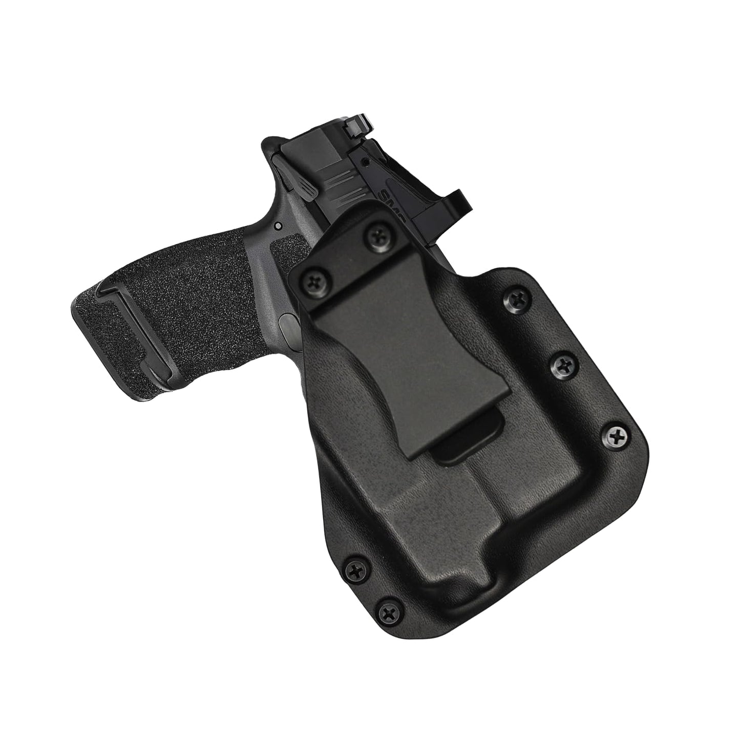 IWB Gun Holster for Concealed Carry - Hellcat 3.3"/OSP -Baldr Mini Light | Handmade Hybrid Leather Kydex Pistol Holsters for Concealed Carry | EYV Holsters