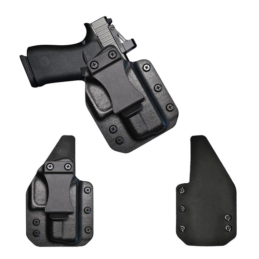 IWB Gun Holster for Concealed Carry - Glock 43/43X/MOS | Handmade Hybrid Leather Kydex Pistol Holsters for Concealed Carry | EYV Holsters