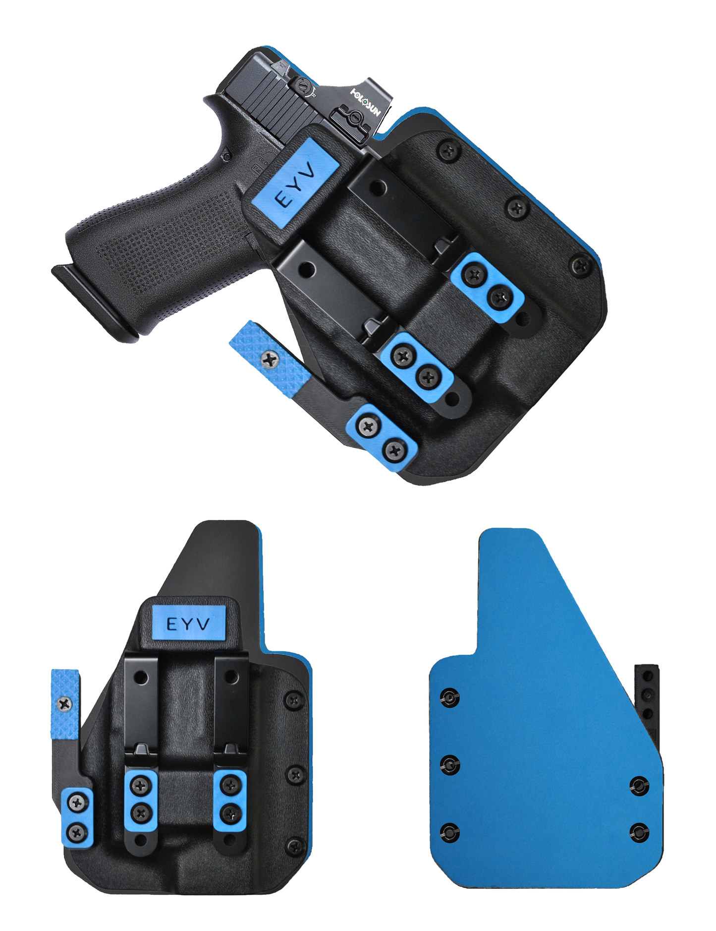 IWB Gun Holster for Concealed Carry - Glock 48 - Surefire XSC Light | Handmade Hybrid Leather Kydex Pistol Holsters w/Custom Claw Kit | EYV Holsters