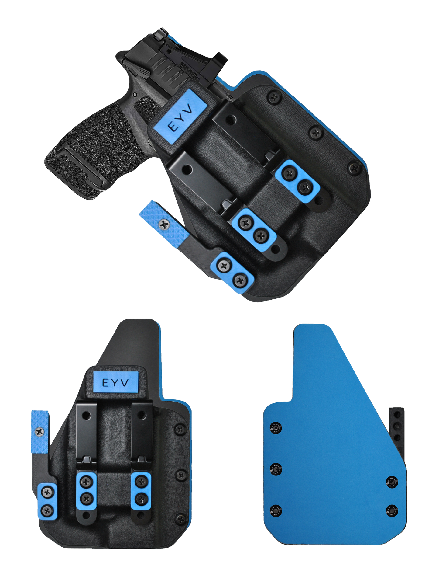 IWB Gun Holster for Concealed Carry - Hellcat 3.3"/OSP - O light Pl-Mini 2 Light | Handmade Hybrid Leather Kydex Pistol Holsters w/Custom Claw Kit | EYV Holsters