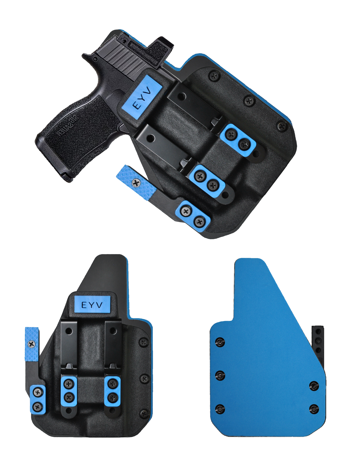 IWB Gun Holster for Concealed Carry - Sig P365X MACRO - TLR7 SUB Light | Handmade Hybrid Leather Kydex Pistol Holsters w/Custom Claw Kit | EYV Holsters