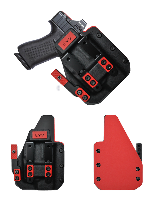 IWB Gun Holster for Concealed Carry - Glock 48 - Surefire XSC Light | Handmade Hybrid Leather Kydex Pistol Holsters w/Custom Claw Kit | EYV Holsters