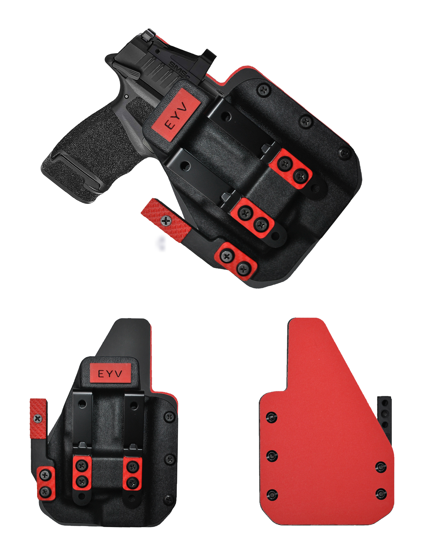 IWB Gun Holster for Concealed Carry - Hellcat 3.3"/OSP - O light Pl-Mini 2 Light | Handmade Hybrid Leather Kydex Pistol Holsters w/Custom Claw Kit | EYV Holsters