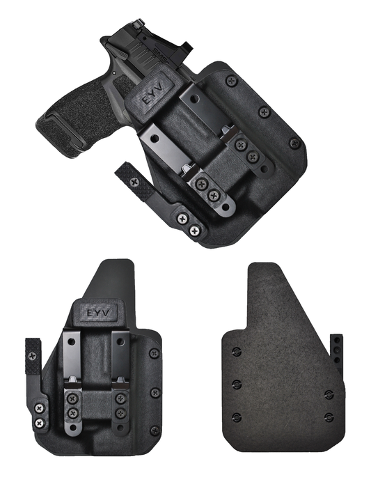 IWB Gun Holster for Concealed Carry - S&W Shield/Shield Plus 9/40 | Handmade Hybrid Leather Kydex Pistol Holsters w/Custom Claw Kit | EYV Holsters