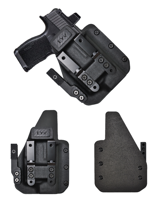 IWB Gun Holster for Concealed Carry - Sig P365/P365X With TLR6 Light | Handmade Hybrid Leather Kydex Pistol Holsters w/Custom Claw Kit | EYV Holsters