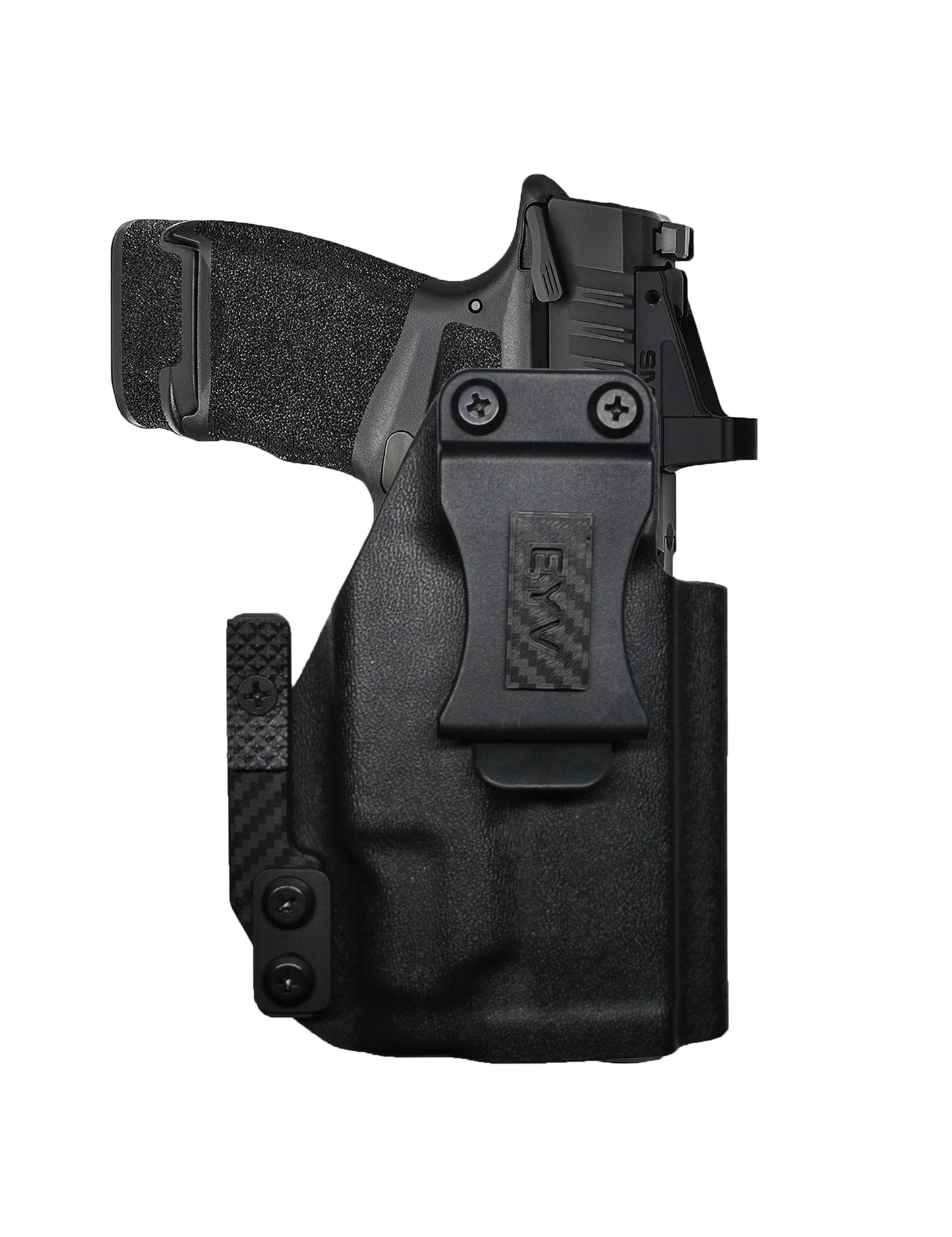 IWB Gun Holster for Concealed Carry - Hellcat 3.3"/OSP -Baldr Mini Light | Handmade Kydex Pistol Holsters w/Custom Claw Kit & Colored Accessory Options | EYV Holsters