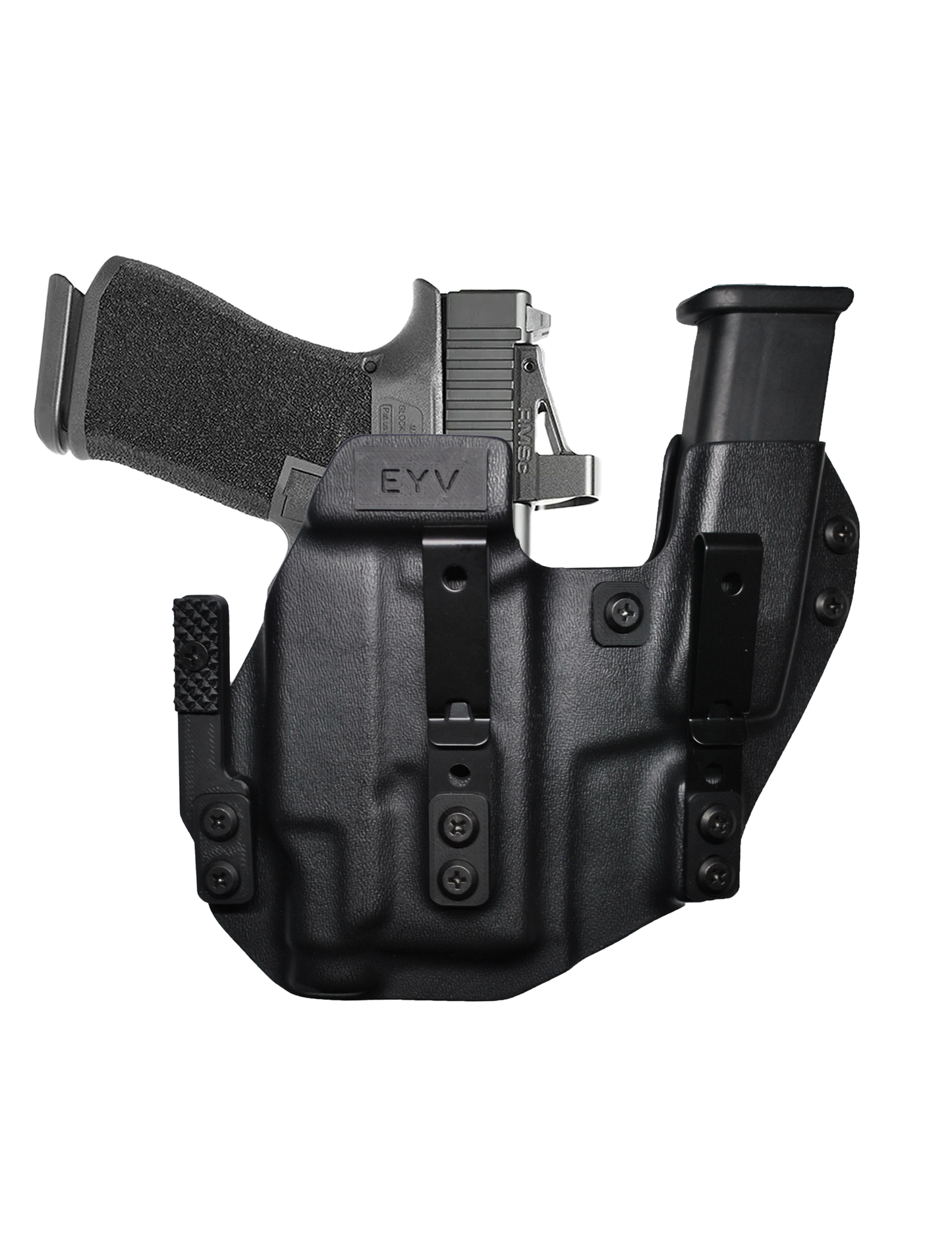 IWB Sidecar Gun Holster for Concealed Carry - Glock 43/43X - TLR6 Light | Handmade Kydex Pistol Holsters w/Custom Claw Kit | EYV Holsters