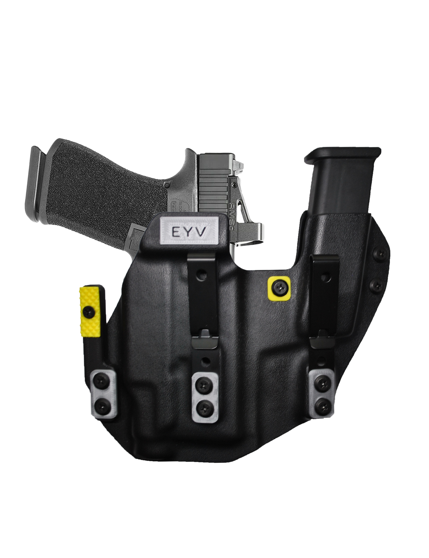 IWB Sidecar Gun Holster for Concealed Carry - Glock 43/43X - TLR6 Light | Handmade Kydex Pistol Holsters w/Custom Claw Kit | EYV Holsters