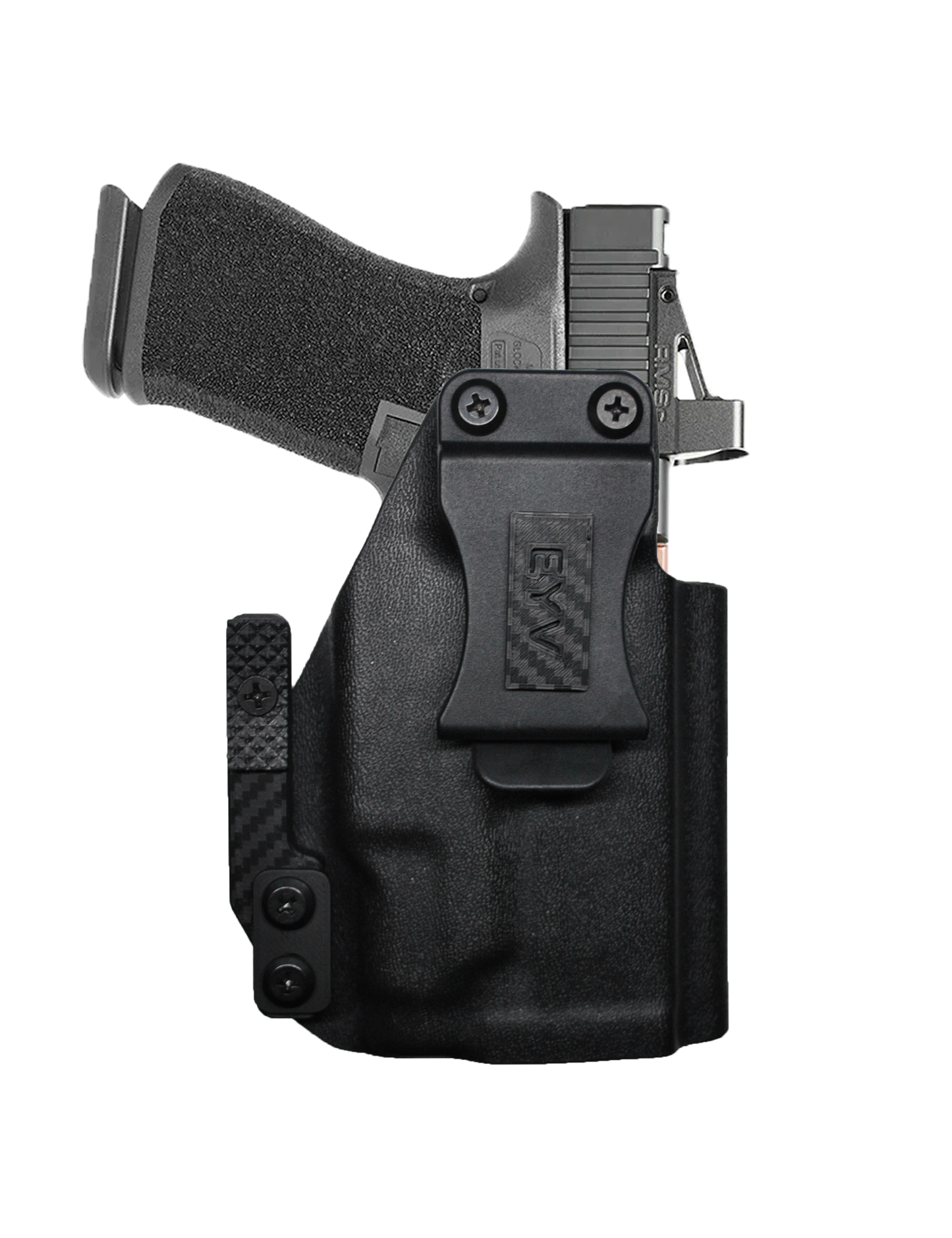 IWB Gun Holster for Concealed Carry - Glock 19/19X - TLR7 Light | Handmade Kydex Pistol Holsters w/Custom Claw Kit & Colored Accessory Options | EYV Holsters