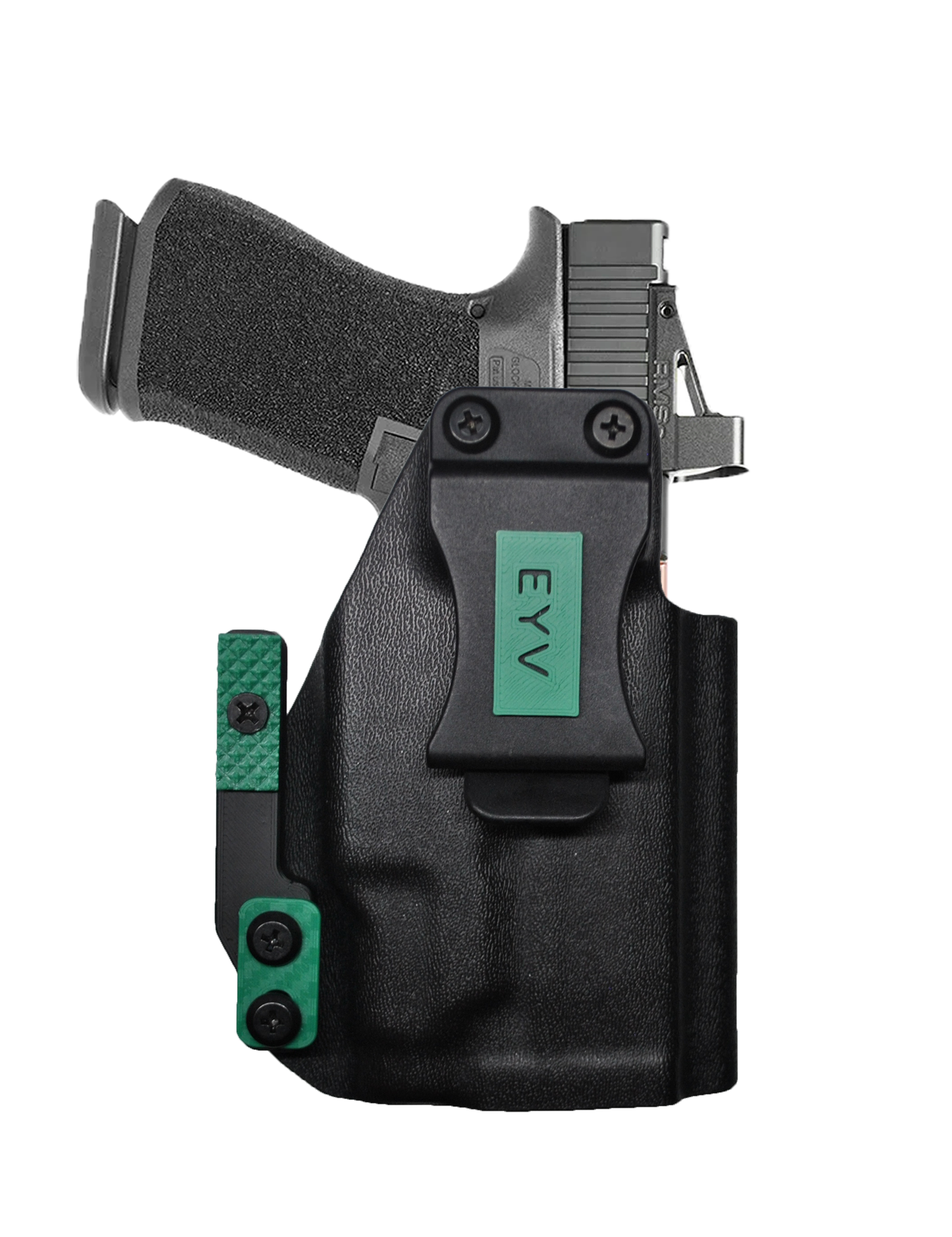 IWB Gun Holster for Concealed Carry - Glock 19/19X - TLR7 Light | Handmade Kydex Pistol Holsters w/Custom Claw Kit & Colored Accessory Options | EYV Holsters