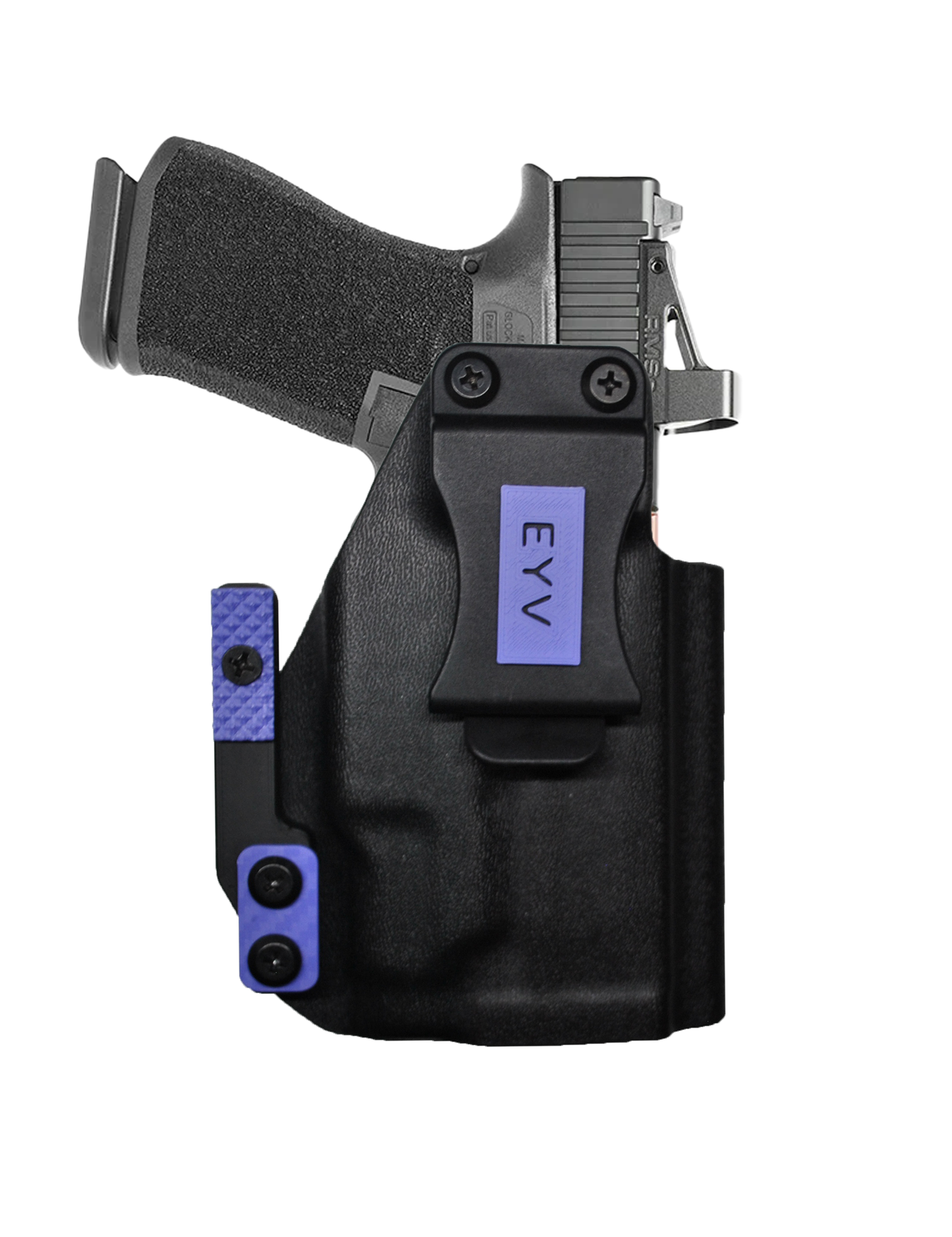 IWB Gun Holster for Concealed Carry - Glock 19/19X - TLR7 Light | Handmade Kydex Pistol Holsters w/Custom Claw Kit & Colored Accessory Options | EYV Holsters