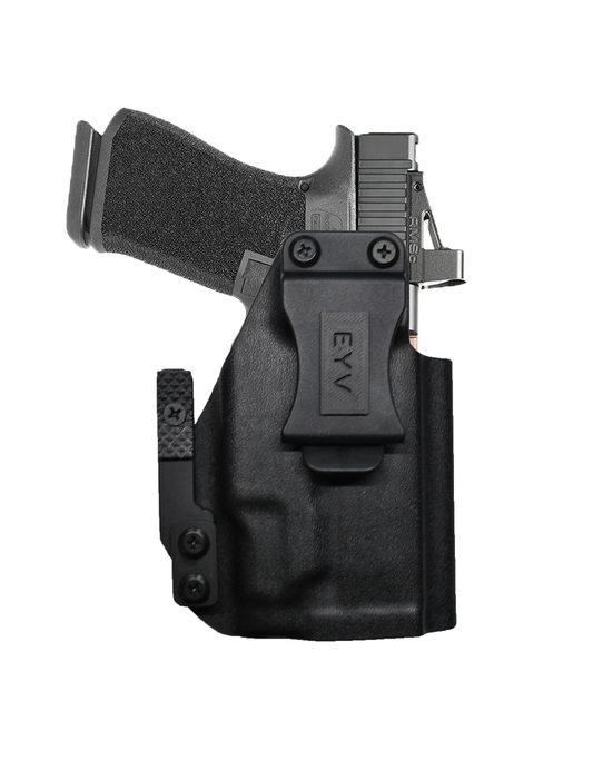 IWB Gun Holster for Concealed Carry - Glock 19/19X - TLR7 Light | Handmade Kydex Pistol Holsters w/Custom Claw Kit & Colored Accessory Options | EYV Holsters