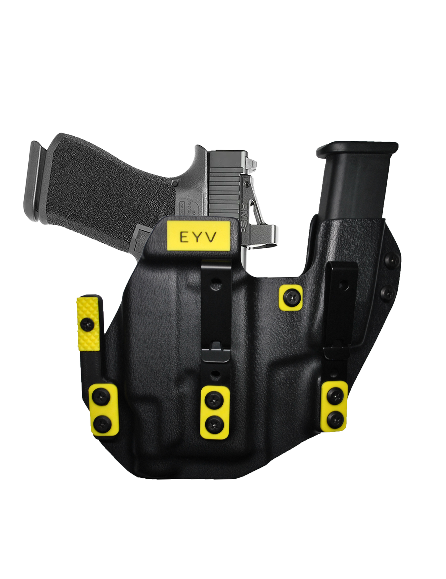 IWB Sidecar Gun Holster for Concealed Carry - Glock 43/43X - TLR6 Light | Handmade Kydex Pistol Holsters w/Custom Claw Kit | EYV Holsters