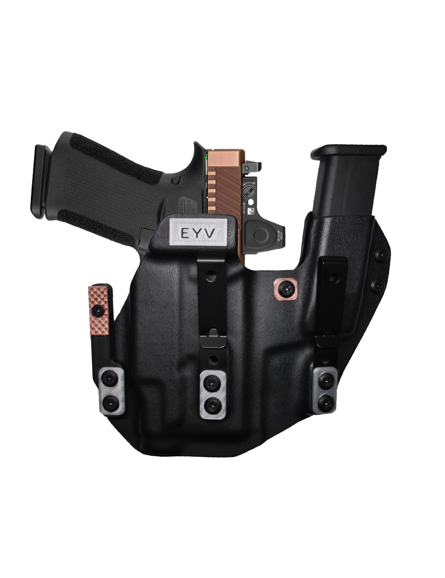 IWB Sidecar Gun Holster for Concealed Carry - Glock 43/43X - TLR6 Light | Handmade Kydex Pistol Holsters w/Custom Claw Kit | EYV Holsters