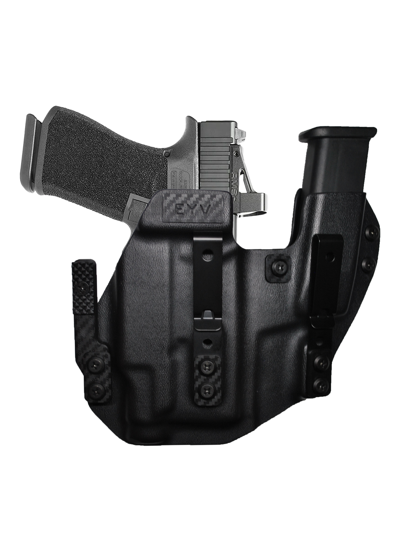 IWB Sidecar Gun Holster for Concealed Carry - Glock 43/43X - TLR6 Light | Handmade Kydex Pistol Holsters w/Custom Claw Kit | EYV Holsters