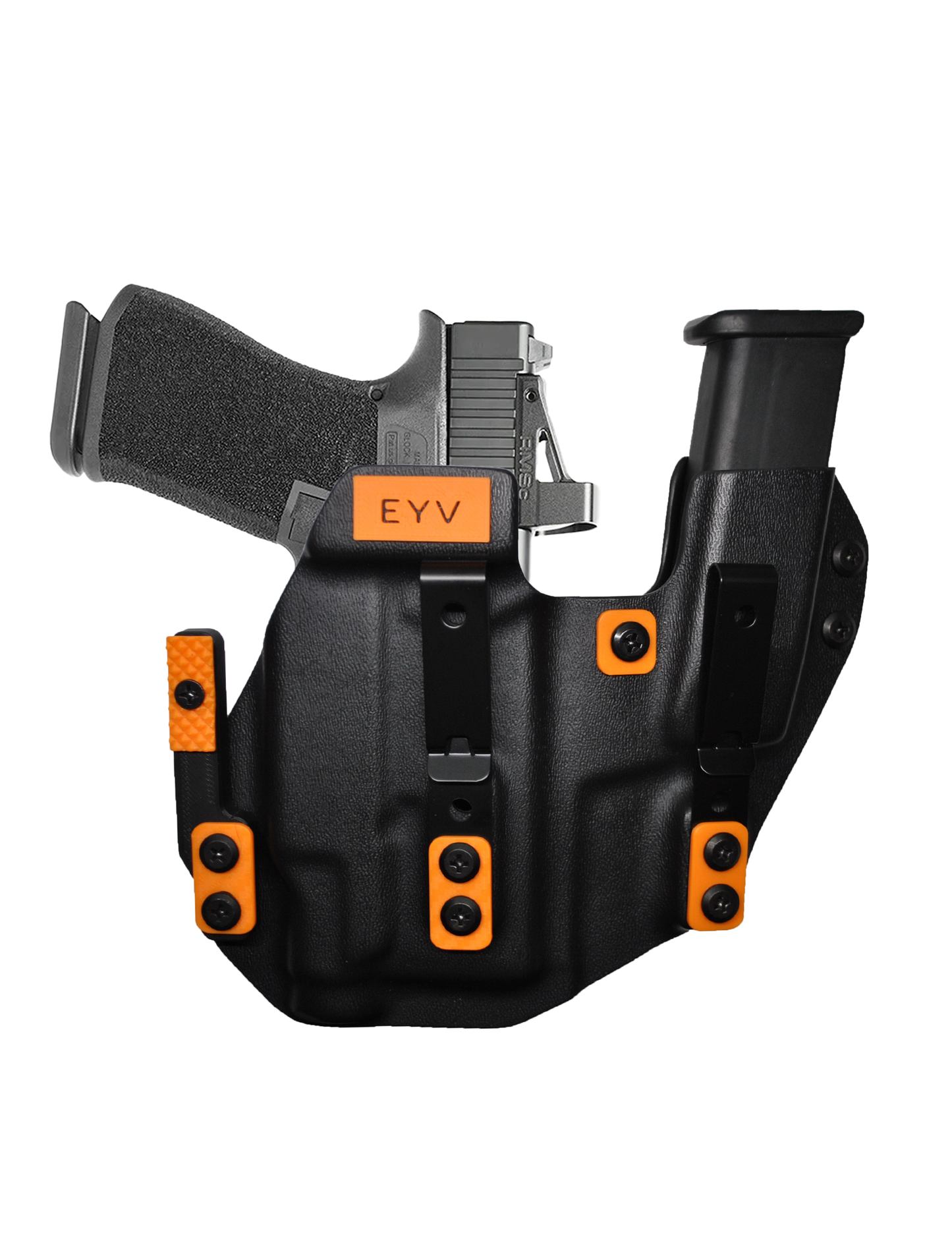 IWB Sidecar Gun Holster for Concealed Carry - Glock 43/43X - TLR6 Light | Handmade Kydex Pistol Holsters w/Custom Claw Kit | EYV Holsters