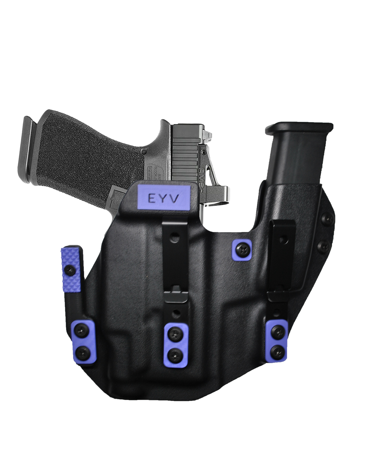IWB Sidecar Gun Holster for Concealed Carry - Glock 43/43X - TLR6 Light | Handmade Kydex Pistol Holsters w/Custom Claw Kit | EYV Holsters