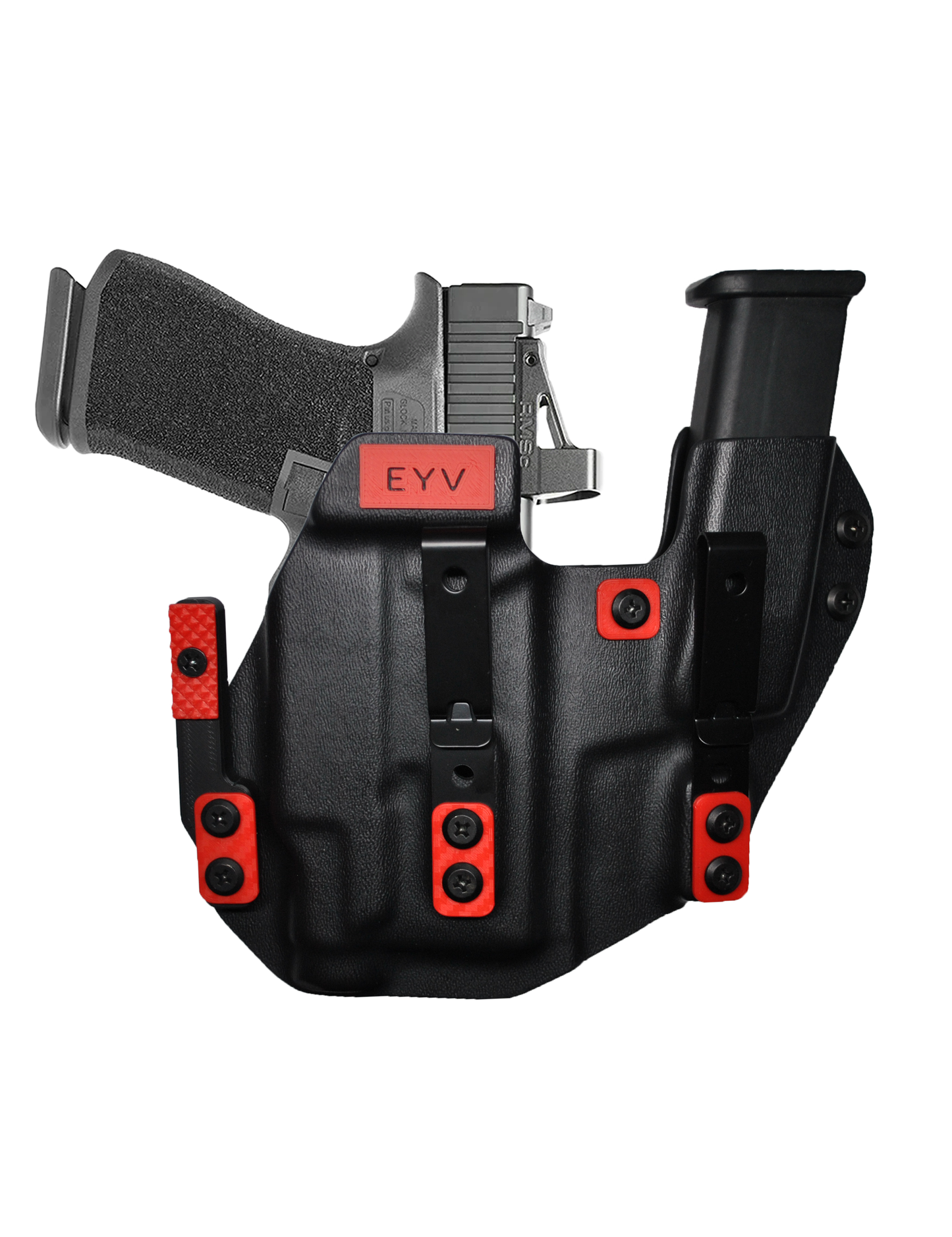 IWB Sidecar Gun Holster for Concealed Carry - Glock 43/43X - TLR6 Light | Handmade Kydex Pistol Holsters w/Custom Claw Kit | EYV Holsters