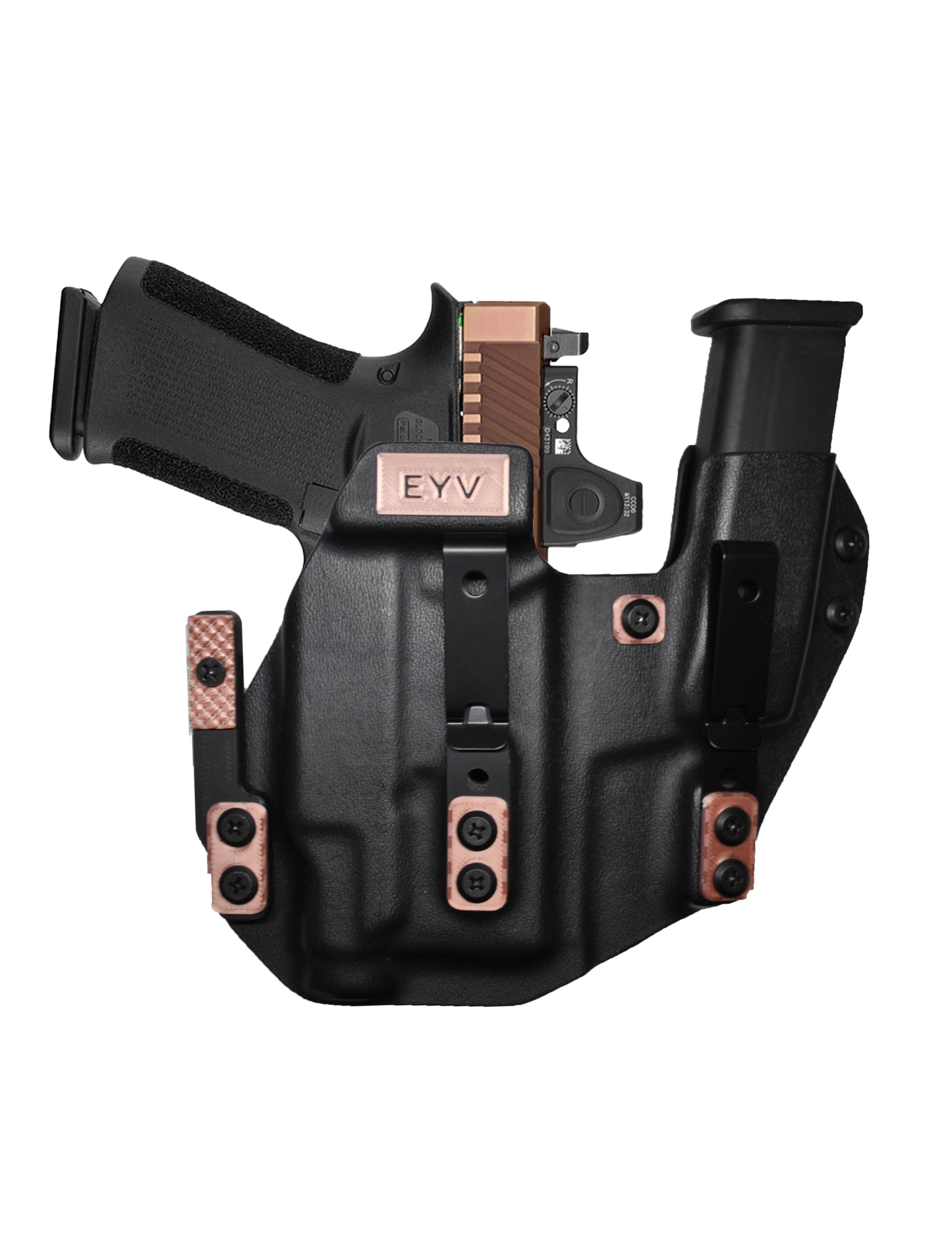 IWB Sidecar Gun Holster for Concealed Carry - Glock 43/43X - TLR6 Light | Handmade Kydex Pistol Holsters w/Custom Claw Kit | EYV Holsters
