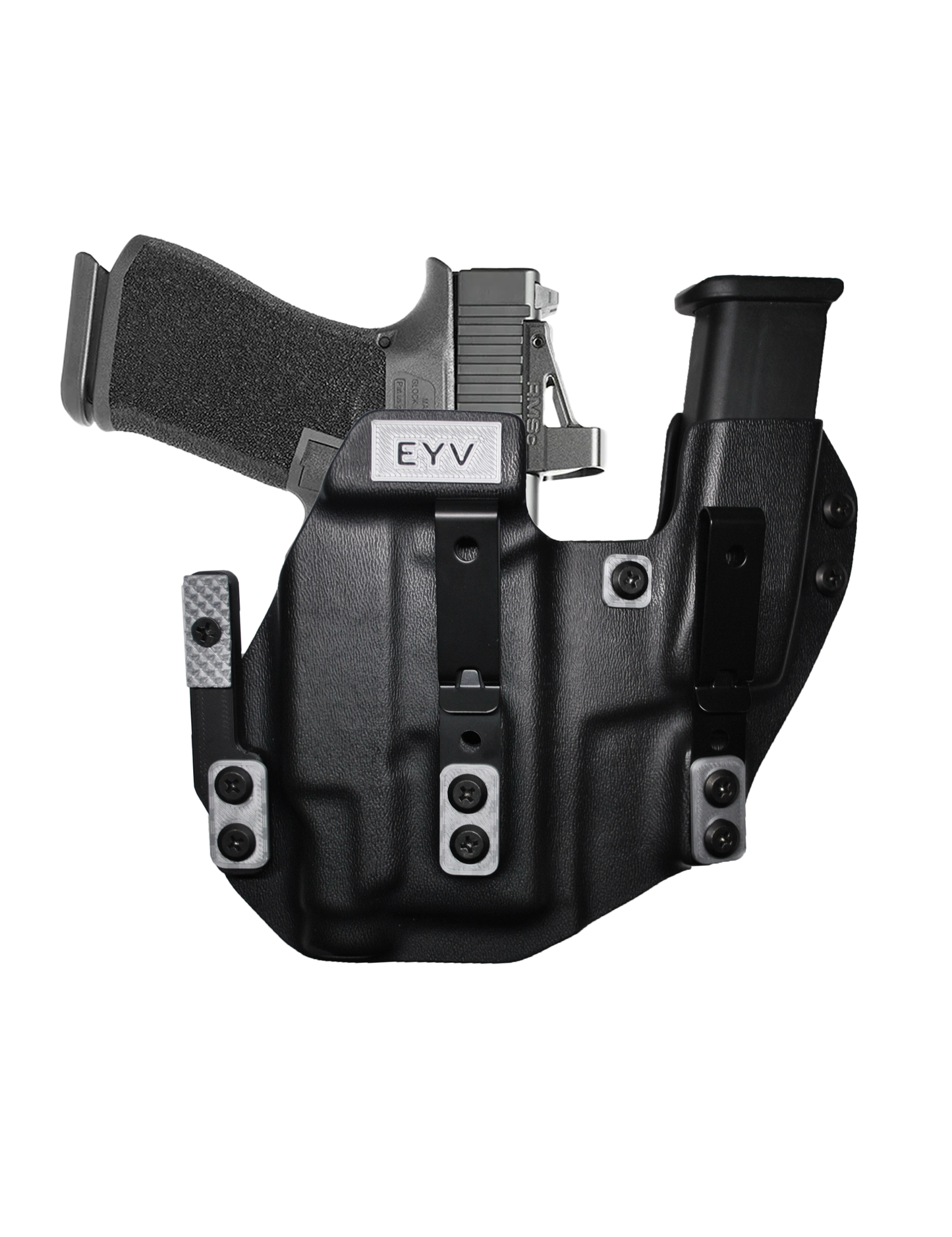 IWB Sidecar Gun Holster for Concealed Carry - Glock 43/43X - TLR6 Light | Handmade Kydex Pistol Holsters w/Custom Claw Kit | EYV Holsters