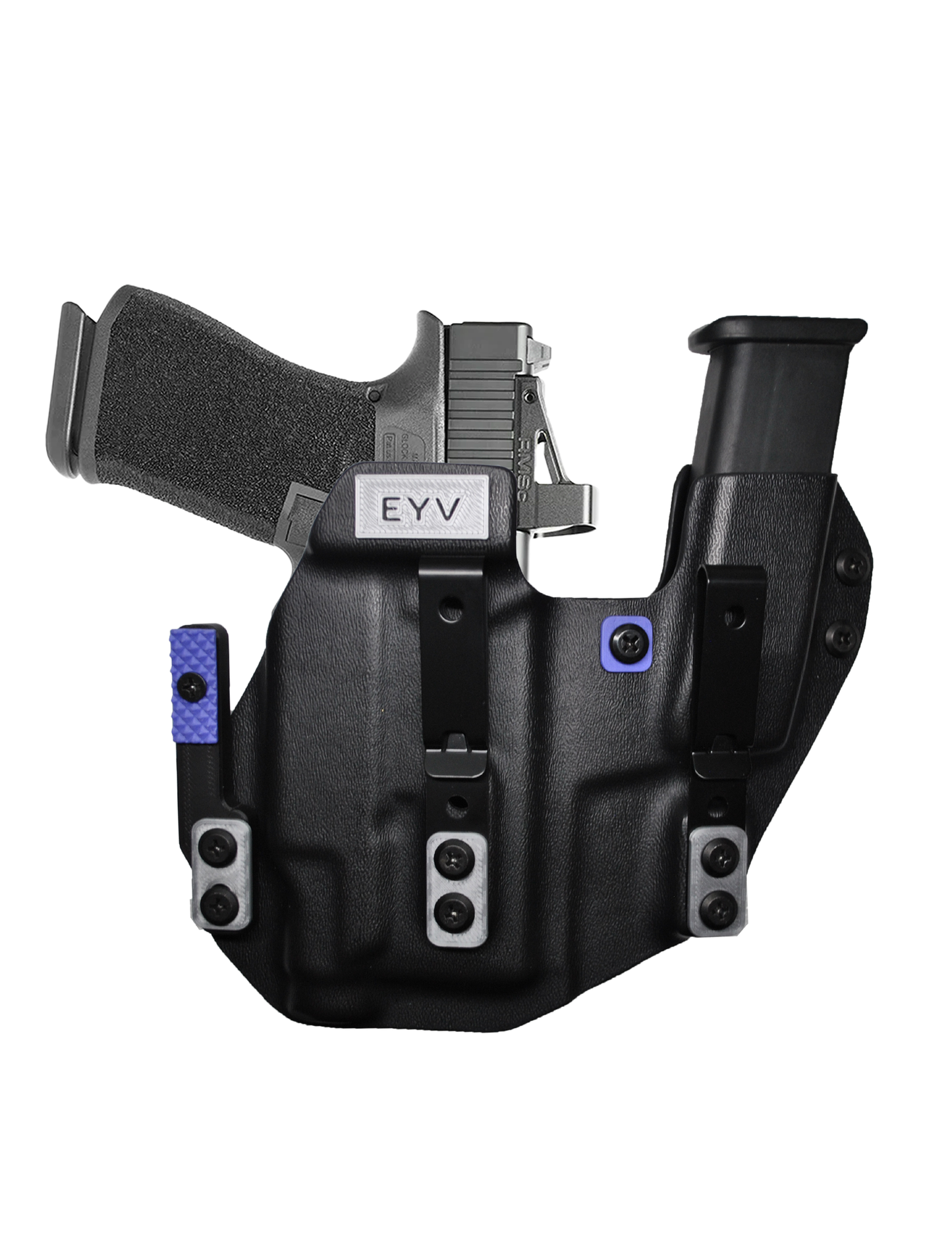 IWB Sidecar Gun Holster for Concealed Carry - Glock 43/43X - TLR6 Light | Handmade Kydex Pistol Holsters w/Custom Claw Kit | EYV Holsters