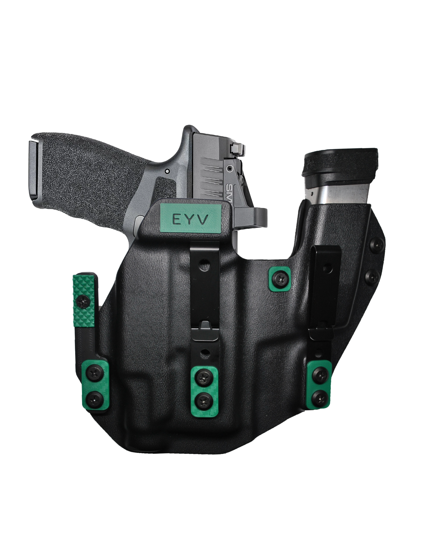 IWB Sidecar Gun Holster for Concealed Carry - Hellcat 3.3"/OSP -Baldr Mini Light | Handmade Kydex Pistol Holsters w/Custom Claw Kit | EYV Holsters