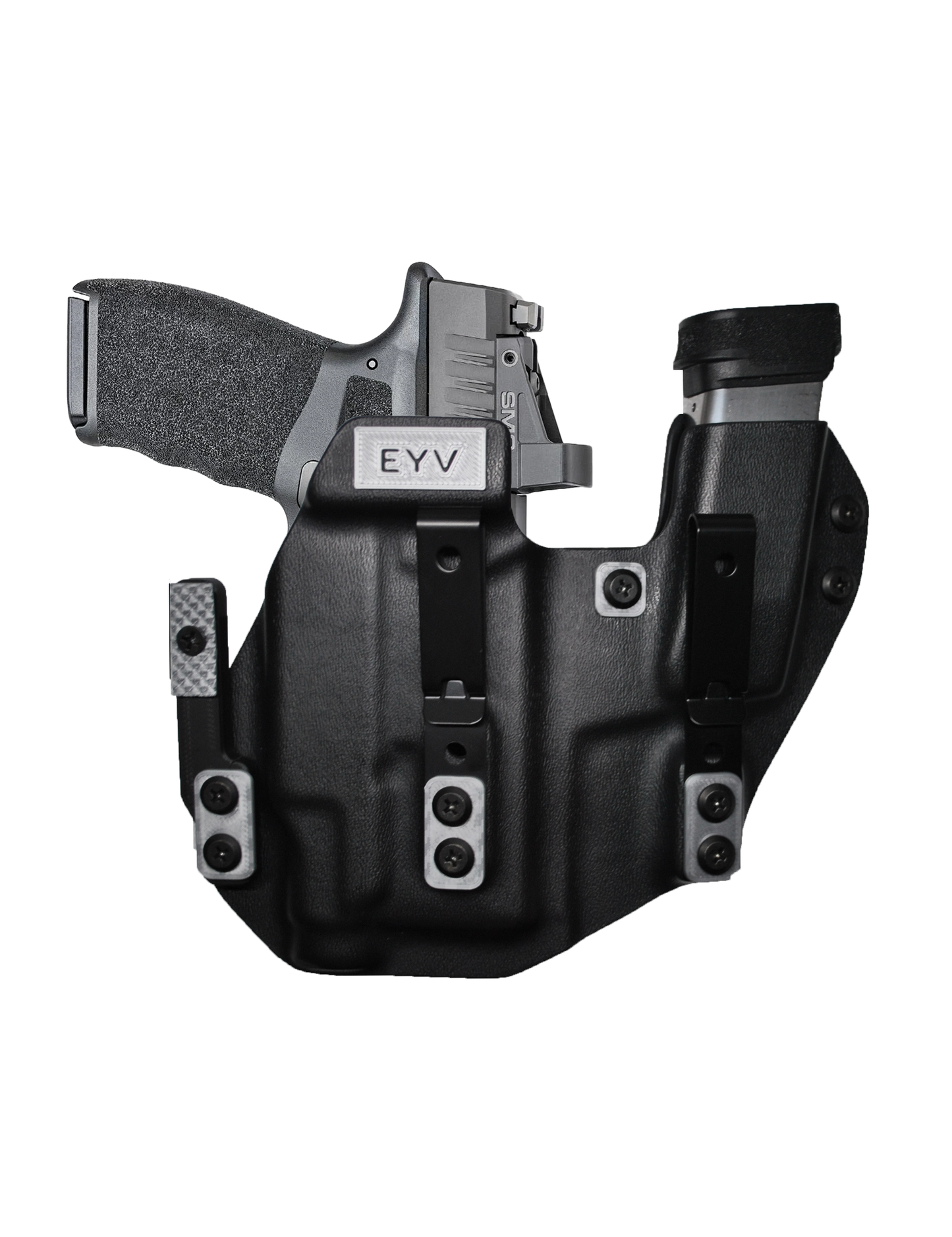IWB Sidecar Gun Holster for Concealed Carry - Hellcat 3.3"/OSP -Baldr Mini Light | Handmade Kydex Pistol Holsters w/Custom Claw Kit | EYV Holsters