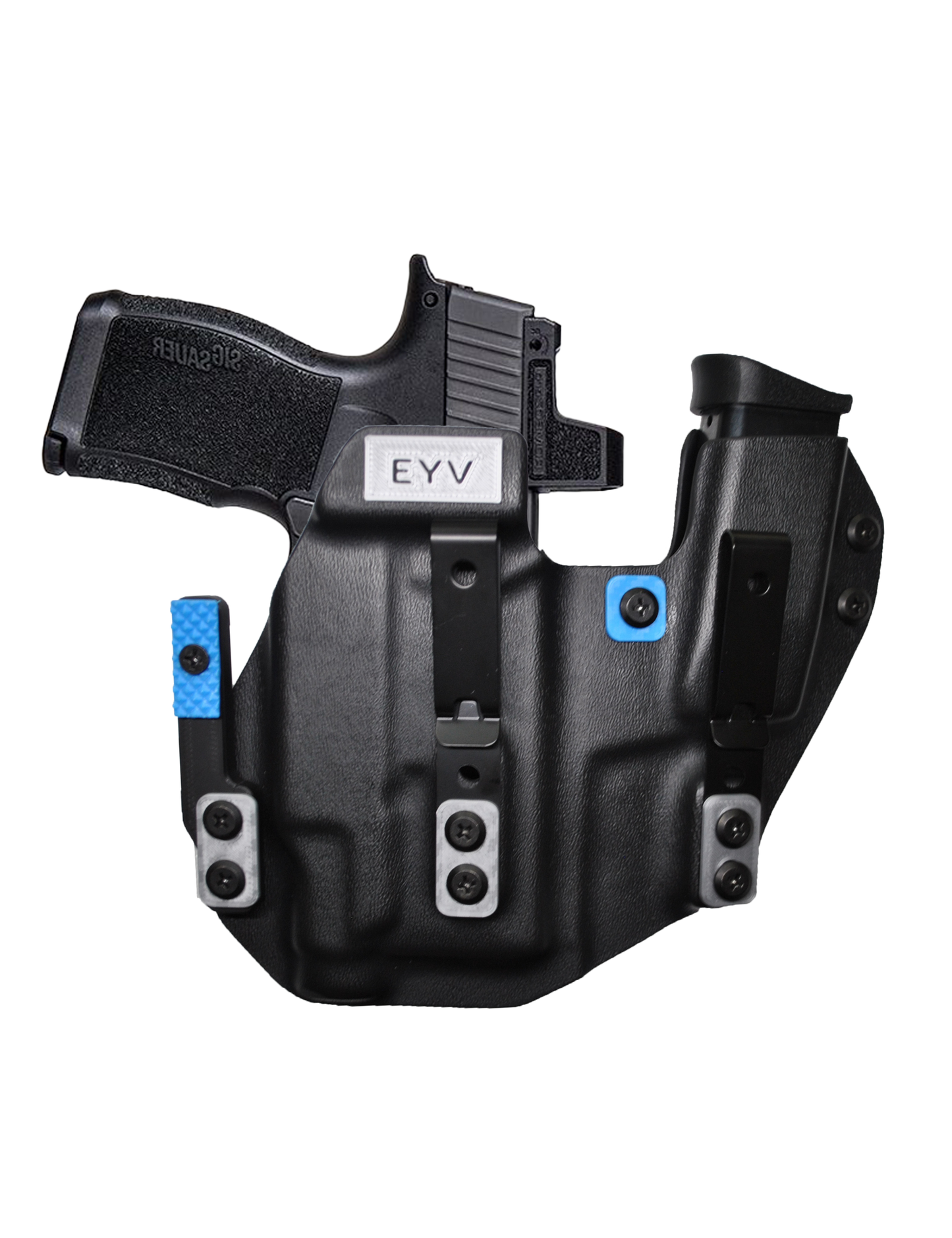 IWB Sidecar Gun Holster for Concealed Carry - Sig P365/P365X With TLR6 Light | Handmade Kydex Pistol Holsters w/Custom Claw Kit | EYV Holsters