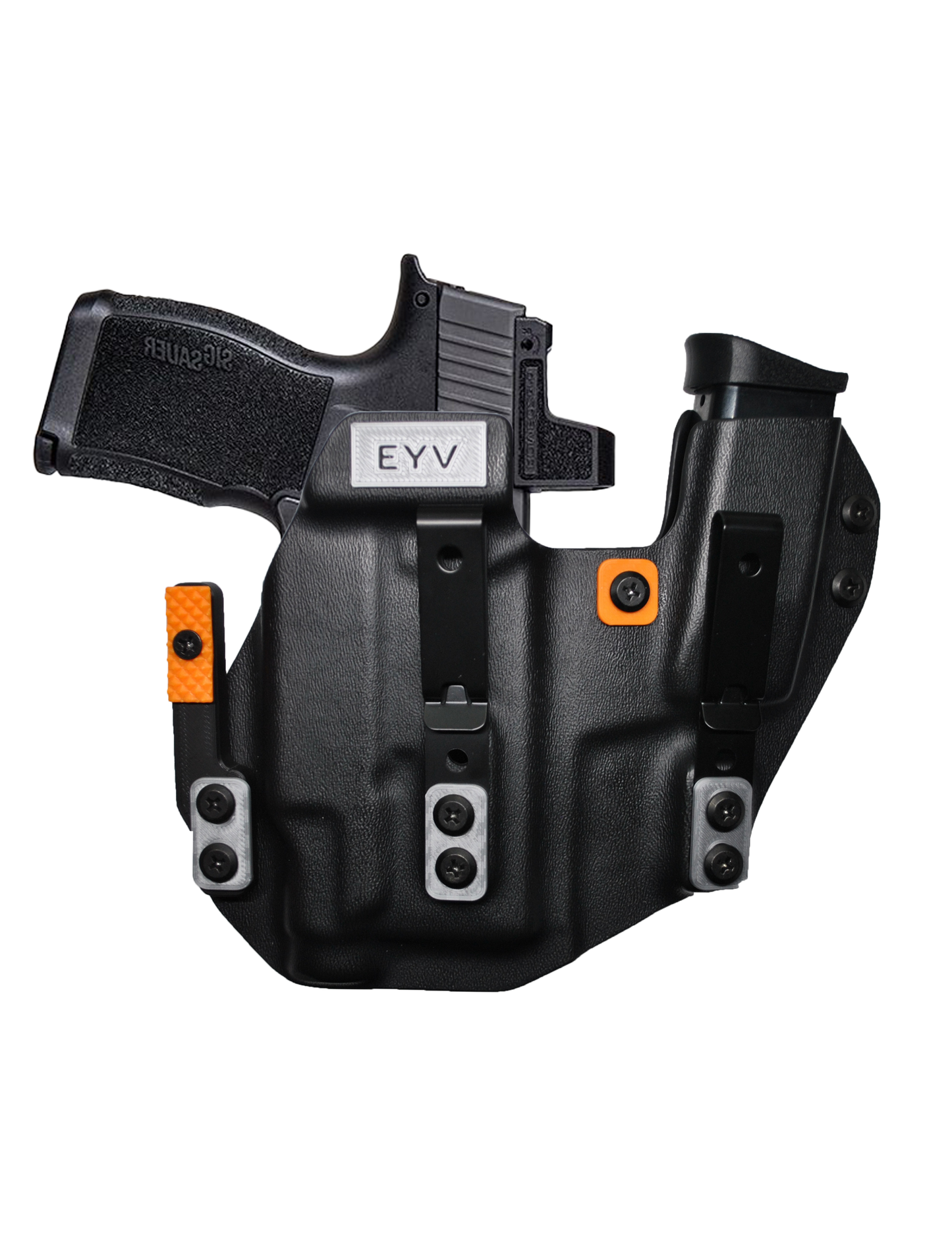 IWB Sidecar Gun Holster for Concealed Carry - Sig P365/P365X With TLR6 Light | Handmade Kydex Pistol Holsters w/Custom Claw Kit | EYV Holsters