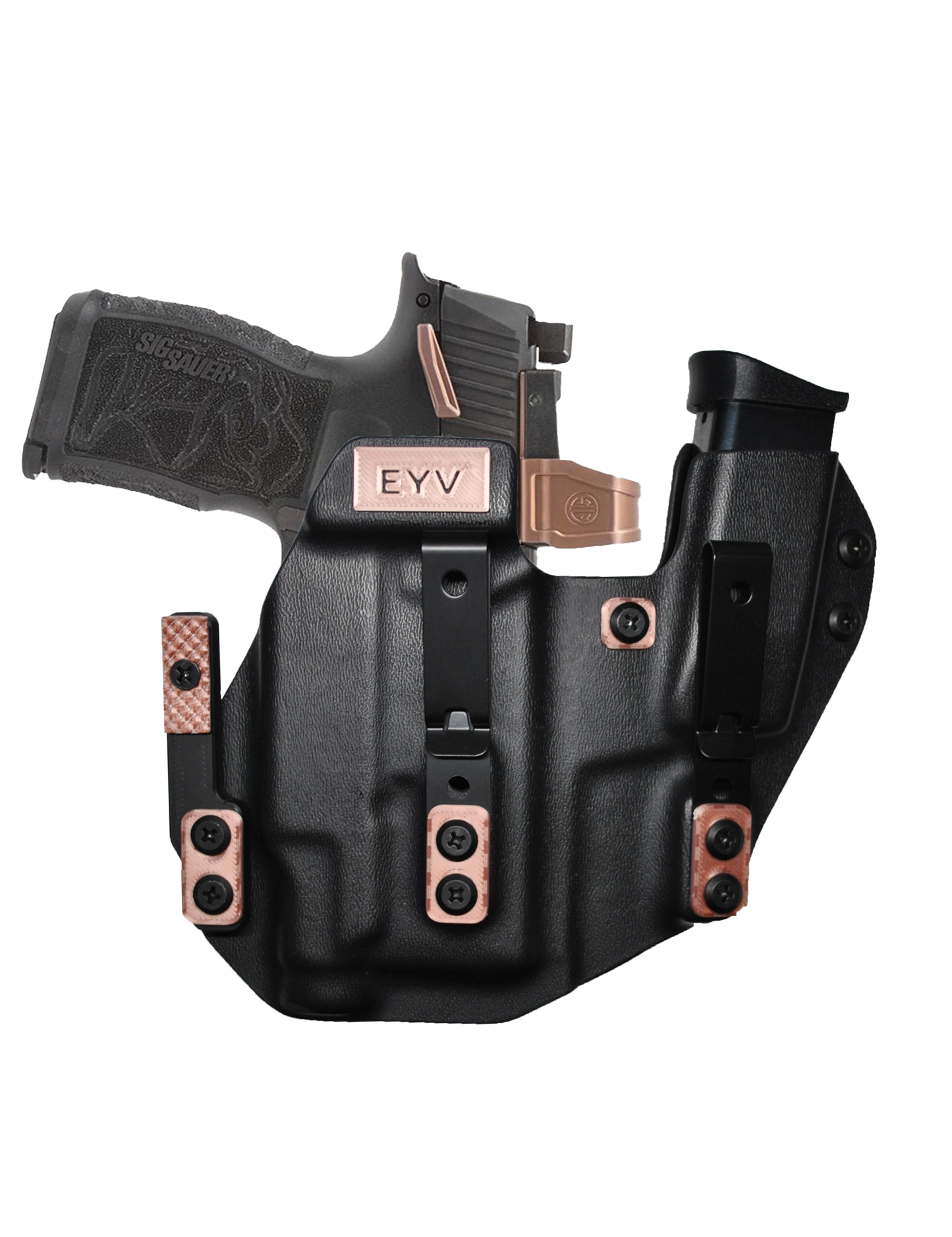 IWB Sidecar Gun Holster for Concealed Carry - Sig P365/P365X With TLR6 Light | Handmade Kydex Pistol Holsters w/Custom Claw Kit | EYV Holsters